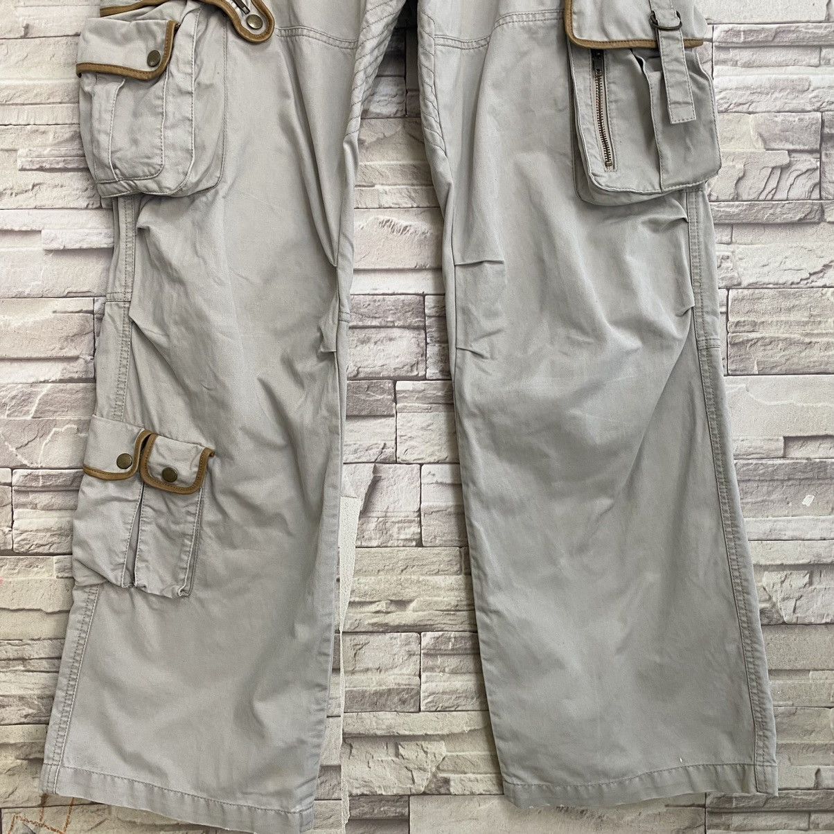 Japanese Brand PRIGS Japan Cargo Pants Leather Trimmed Multi Pocket Size US 35 - 5 Thumbnail