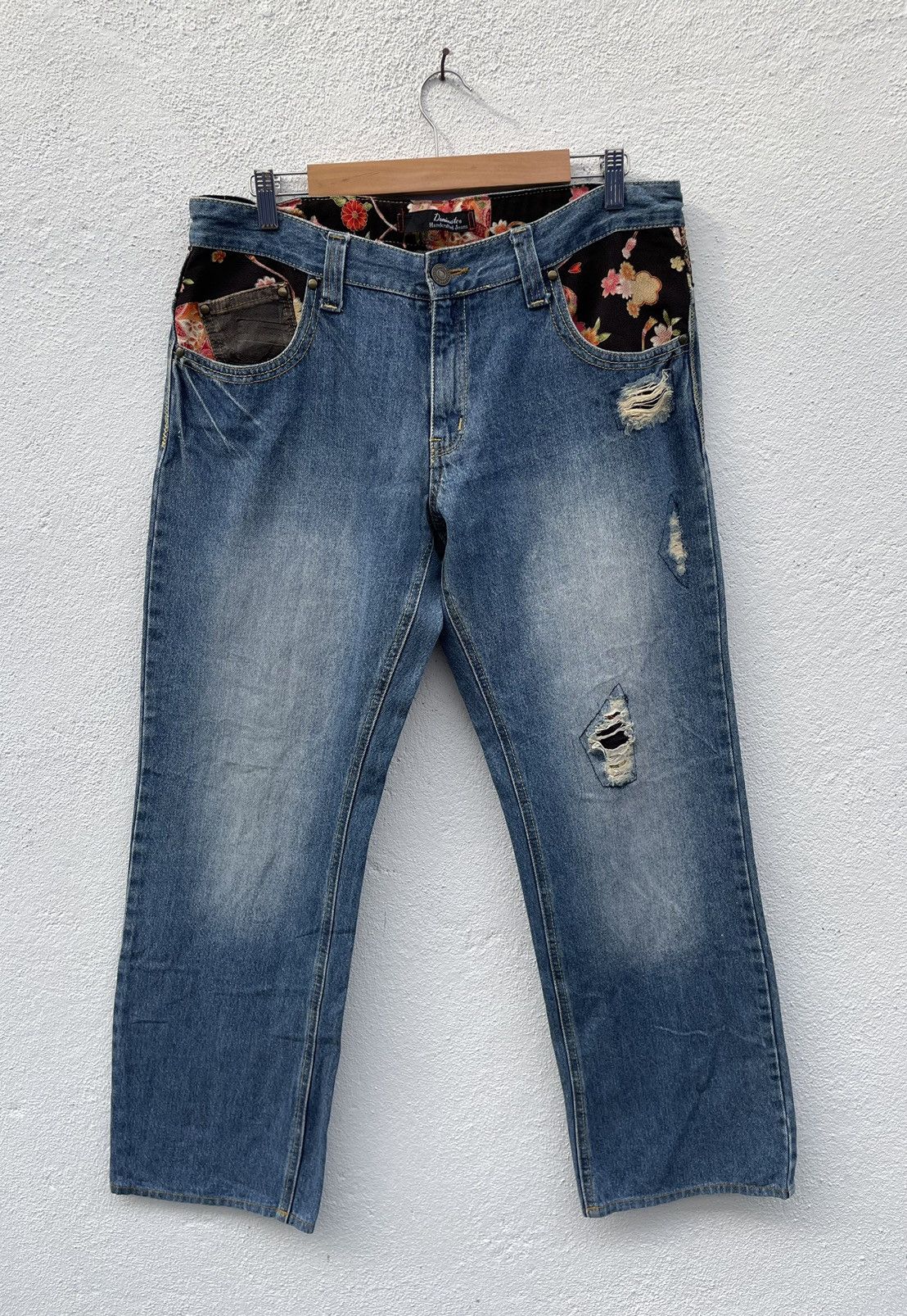 Japanese Brand DOMINATE Japanese Brand Distressed Denim Patchwork Jeans Size US 35 - 1 Thumbnail