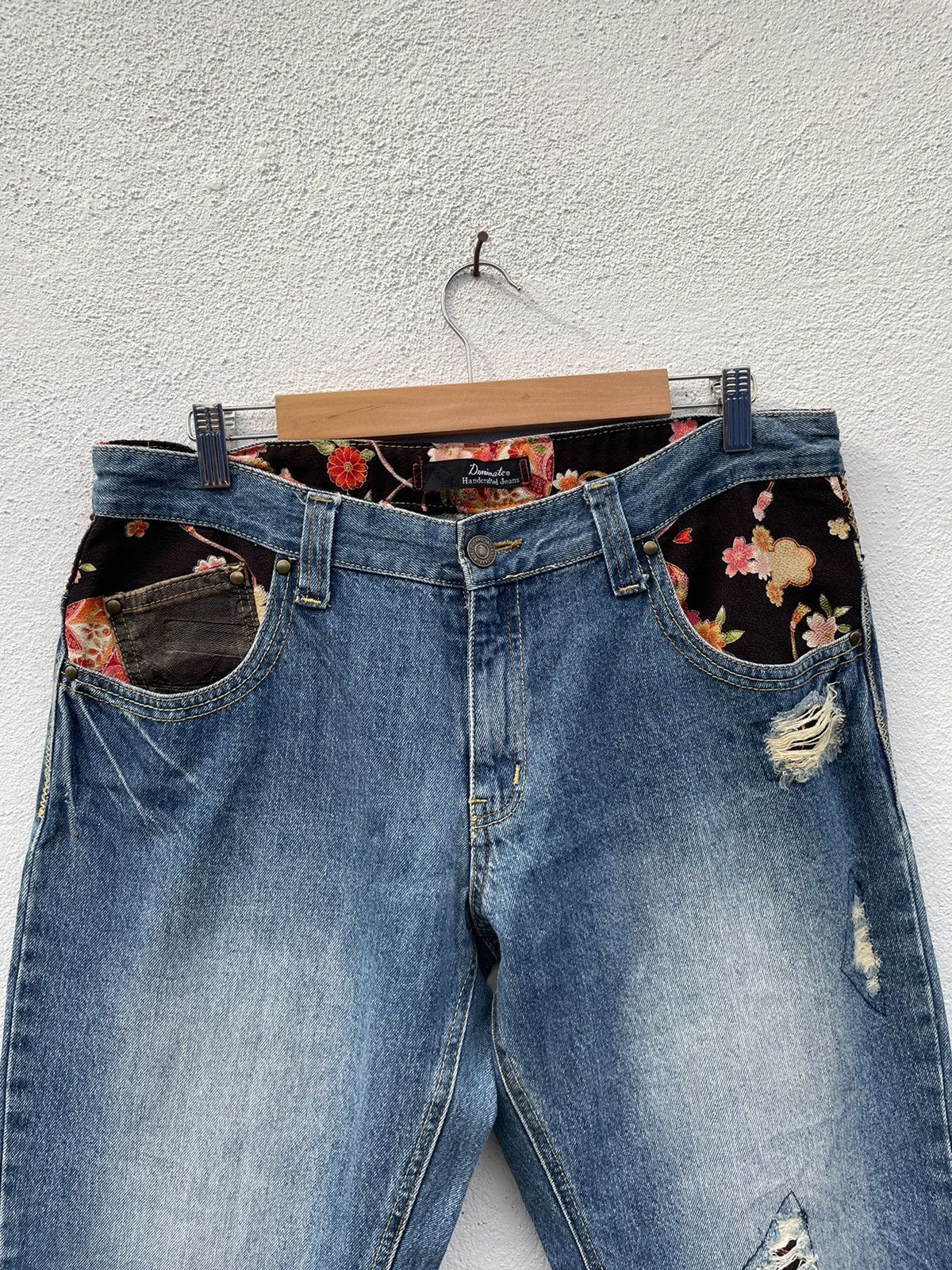 Japanese Brand DOMINATE Japanese Brand Distressed Denim Patchwork Jeans Size US 35 - 2 Thumbnail