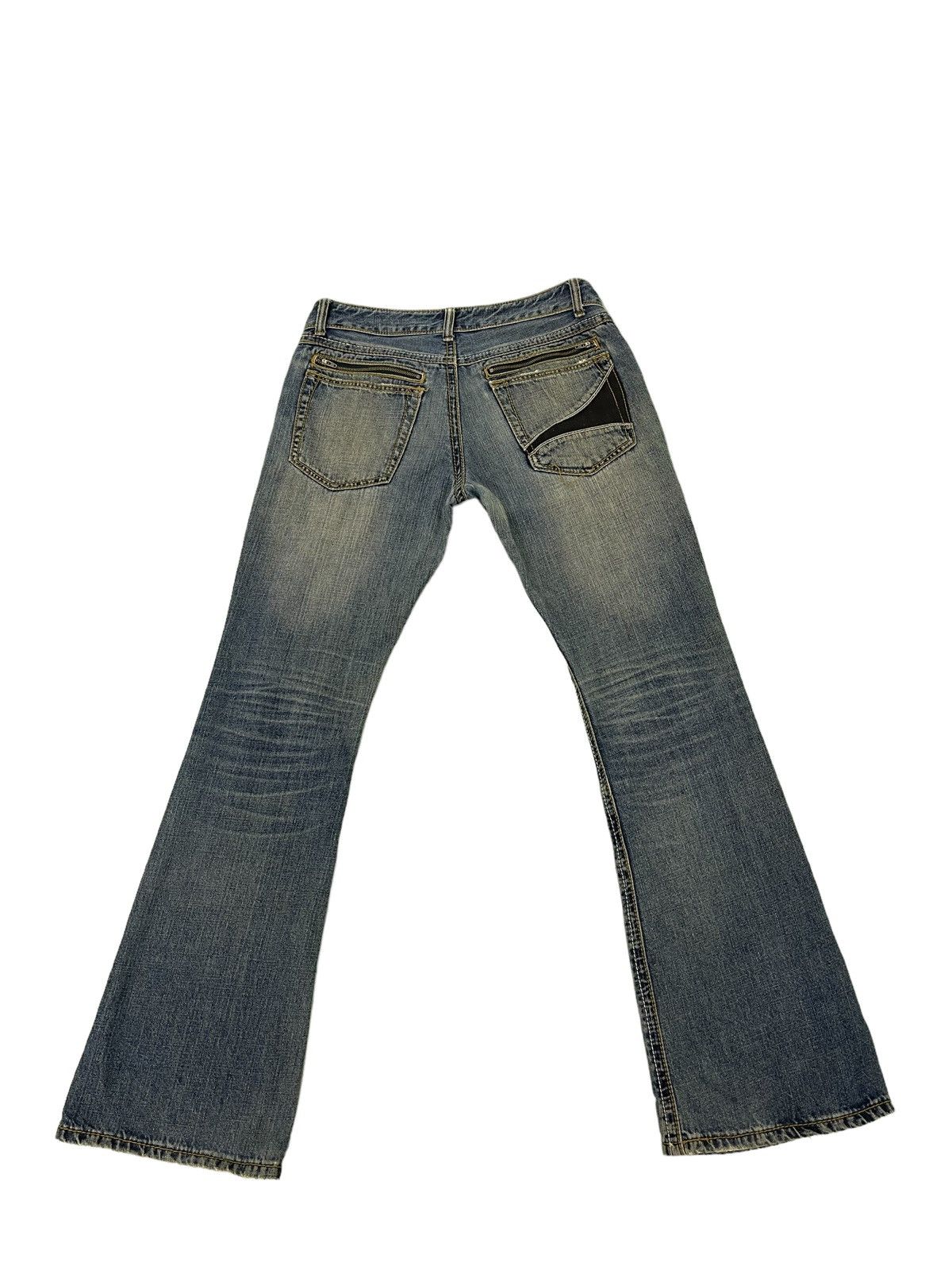 90s 【ASKYURSELF】 FLARE PHRASE BLK DENIM