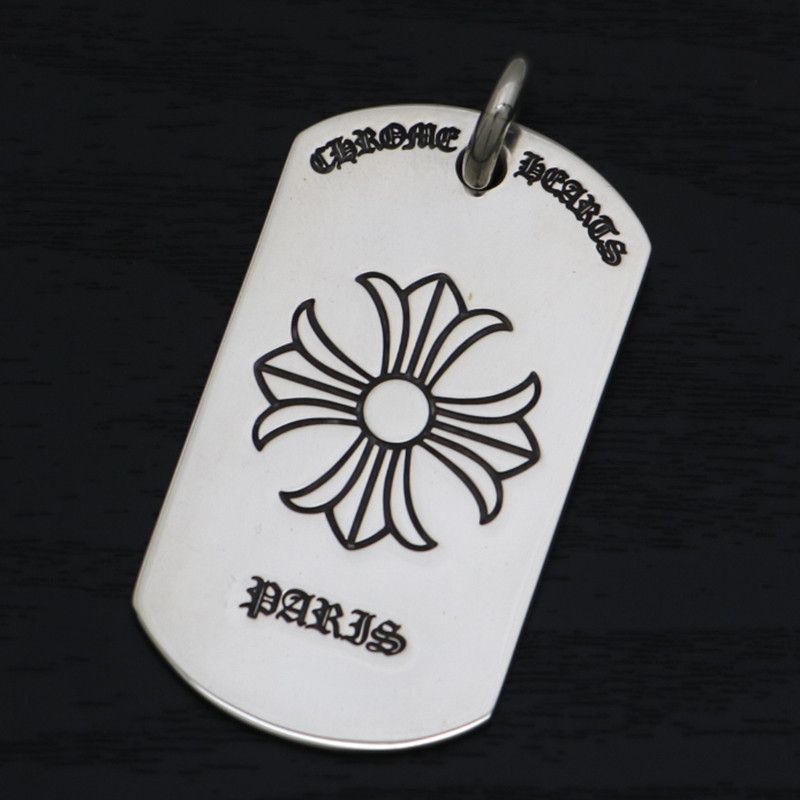 image of Chrome Hearts Paris Dog Tag in Silver, Men's