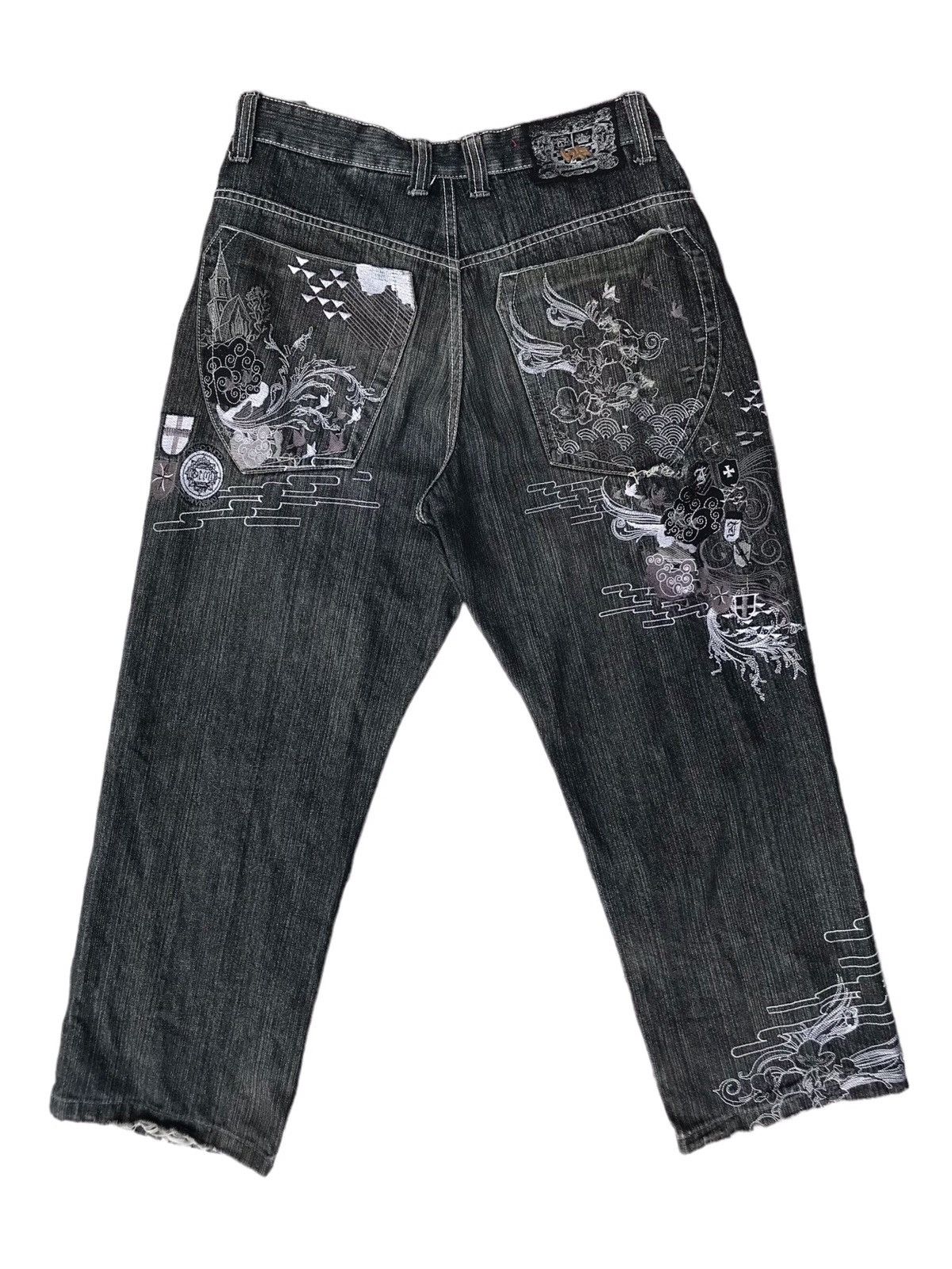Japanese Brand DISTRESSED NEVARAN JEANS WITH EMBROIDERY DESIGN Size US 32 / EU 48 - 1 Thumbnail