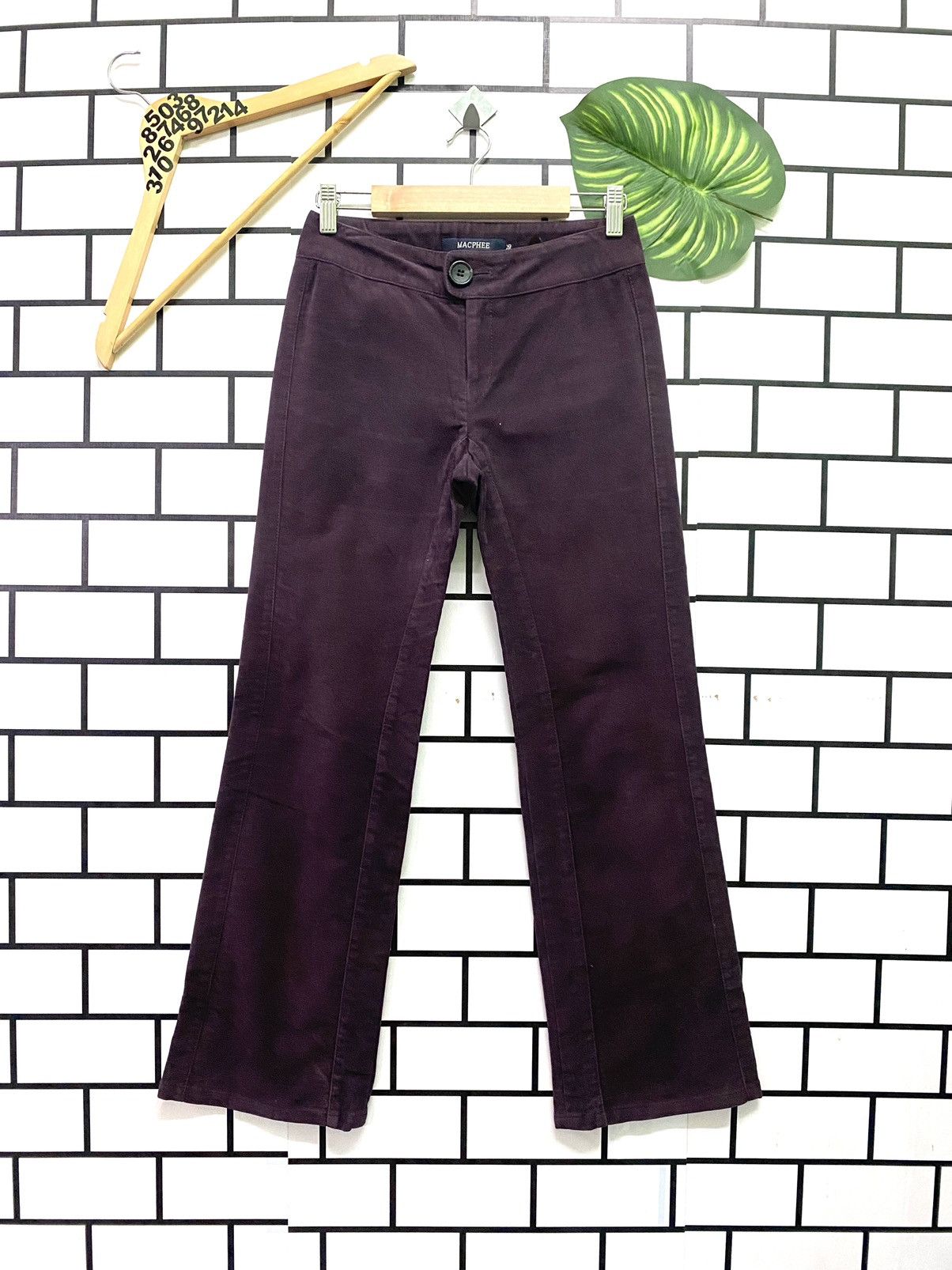 image of Tomorrowland Japan Made Macphee Purple Bootcut Flared No Pocket Pants, Men's (Size 26)