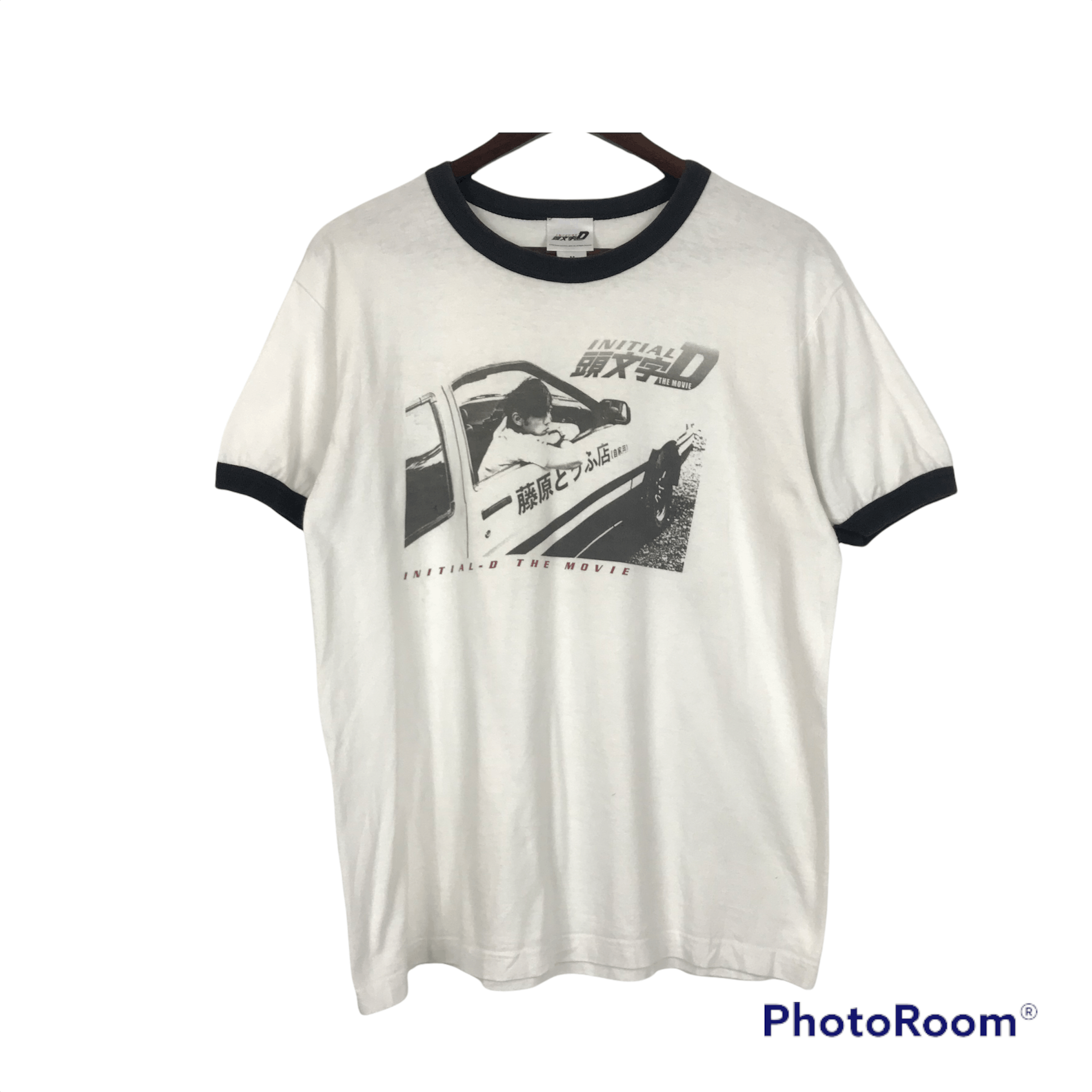 image of Offer VTG Initial D Movie Japan Ringger T-Shirt in White, Men's (Size Medium)