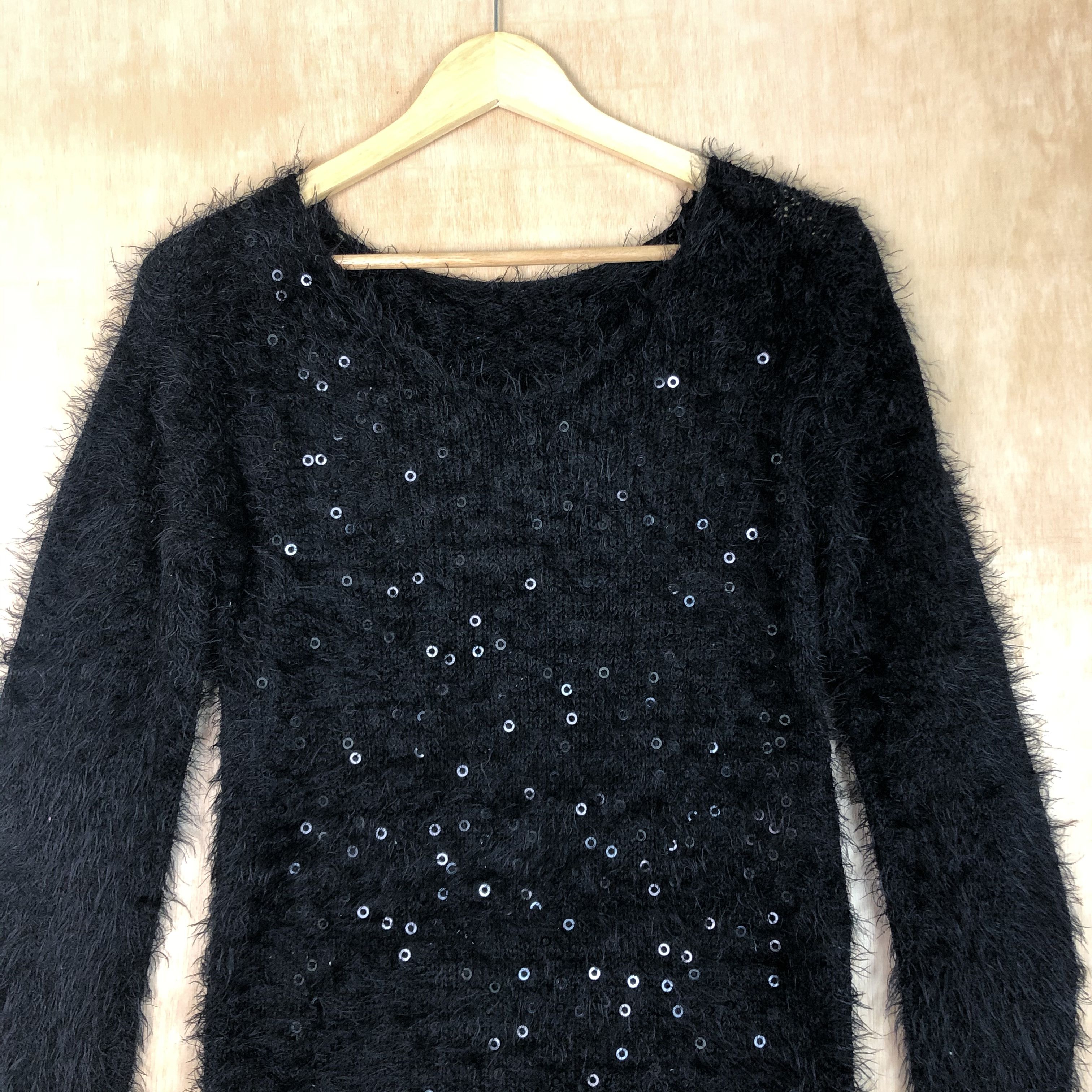 Homespun Knitwear × Japanese Brand DLL japan Black Mohair fur Shag Shaggy Knitwear #c050 Size M / US 6-8 / IT 42-44 - 2 Thumbnail