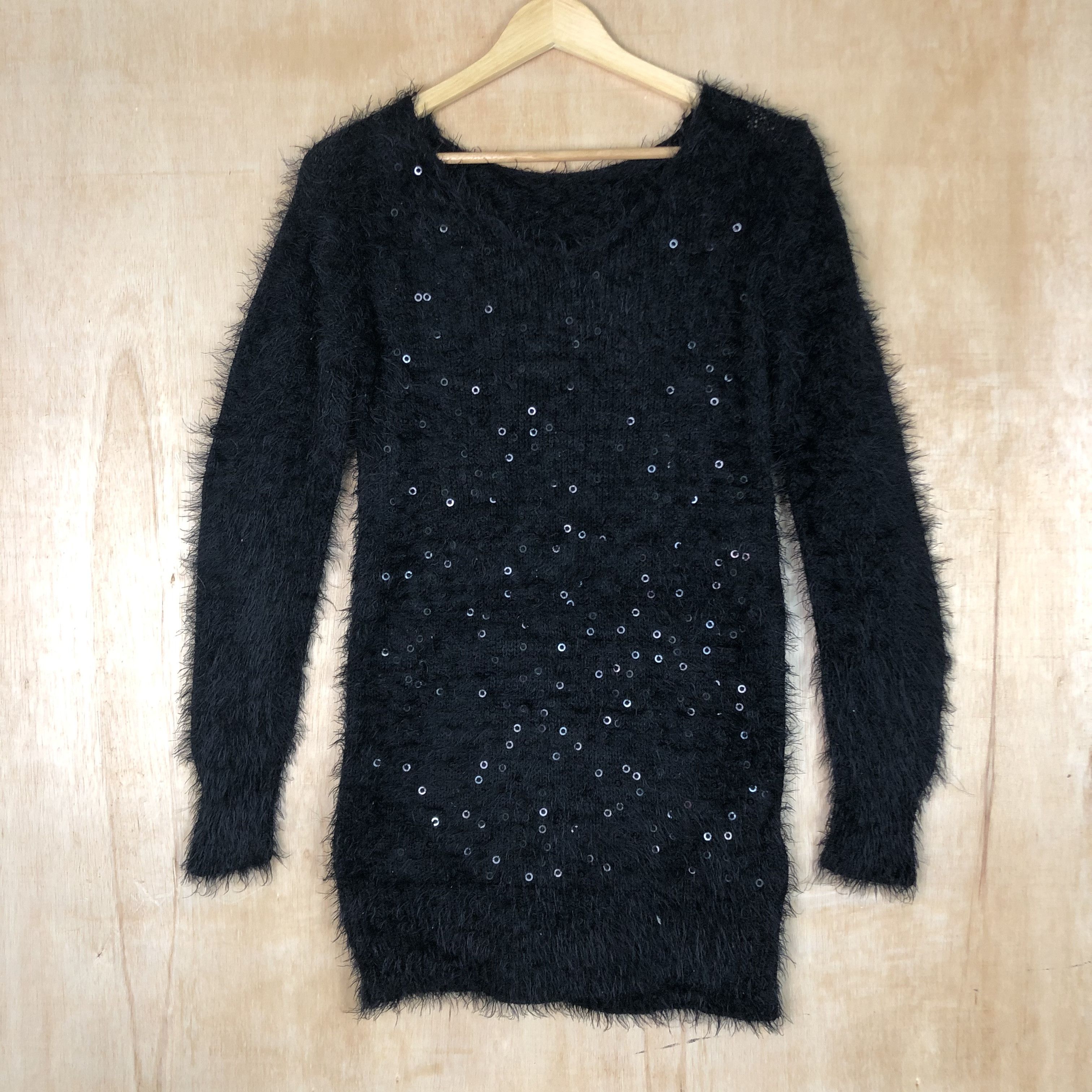 Homespun Knitwear × Japanese Brand DLL japan Black Mohair fur Shag Shaggy Knitwear #c050 Size M / US 6-8 / IT 42-44 - 1 Thumbnail