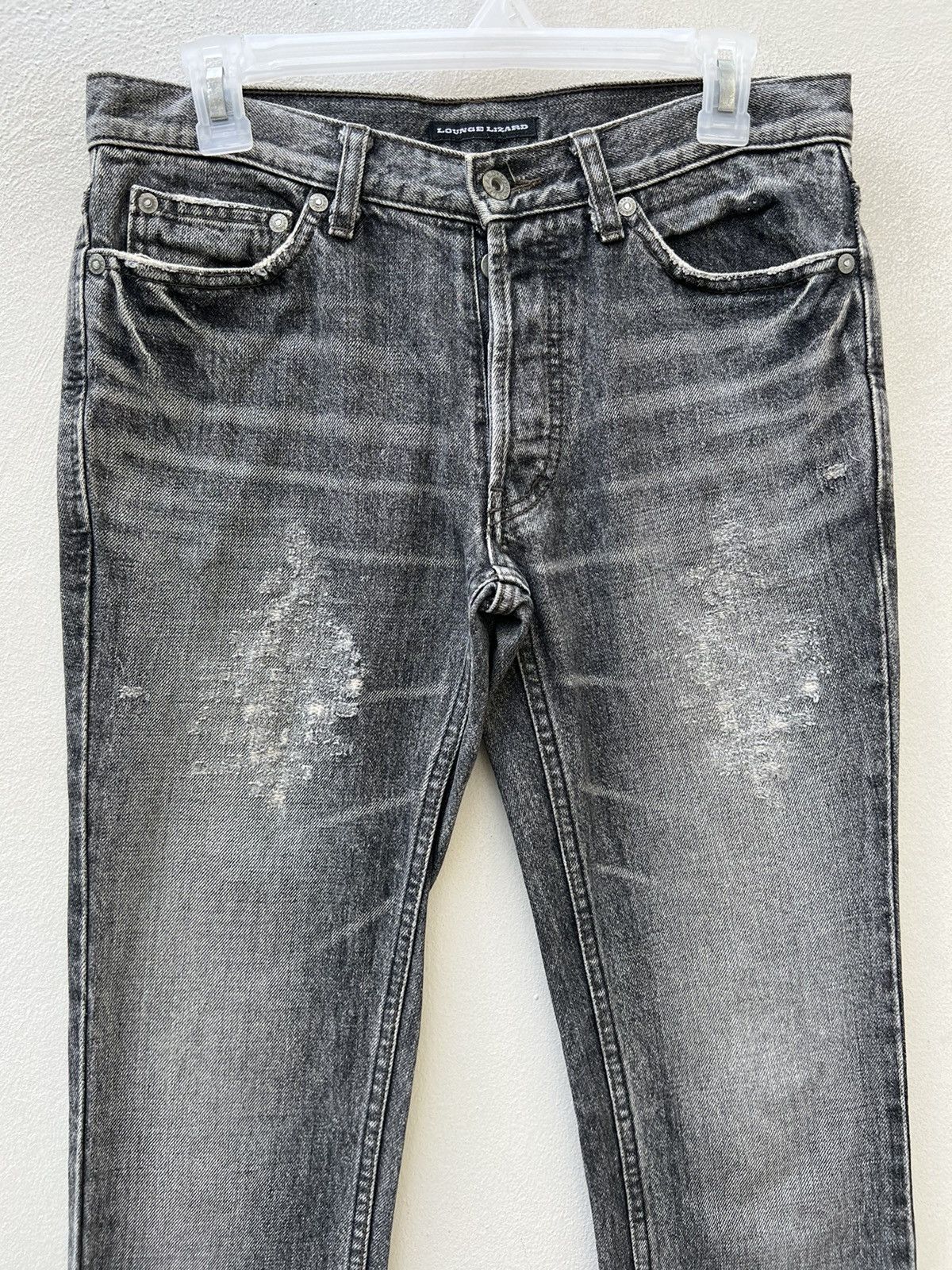 Lounge Lizard Vintage Lounge Lizard Distress Fade Black Denim Skinny Jeans Size US 29 - 7 Thumbnail