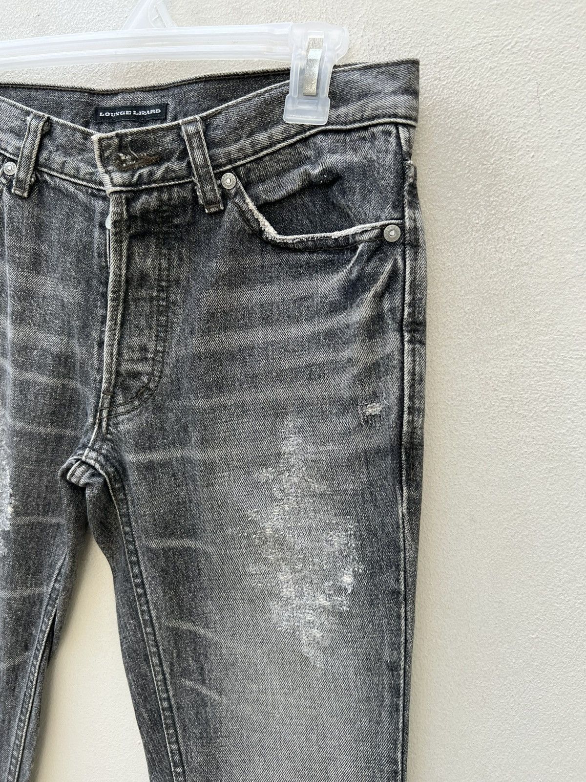 Lounge Lizard Vintage Lounge Lizard Distress Fade Black Denim Skinny Jeans Size US 29 - 11 Thumbnail