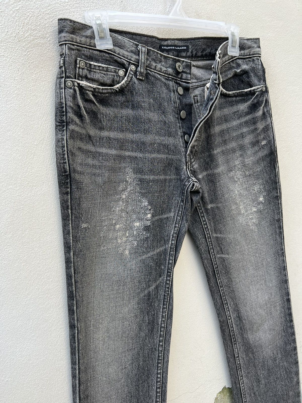 Lounge Lizard Vintage Lounge Lizard Distress Fade Black Denim Skinny Jeans Size US 29 - 9 Thumbnail