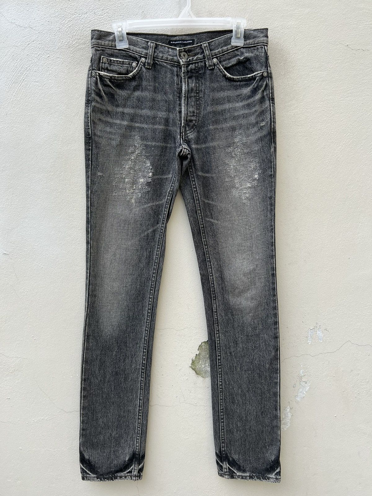 Lounge Lizard Vintage Lounge Lizard Distress Fade Black Denim Skinny Jeans Size US 29 - 6 Thumbnail