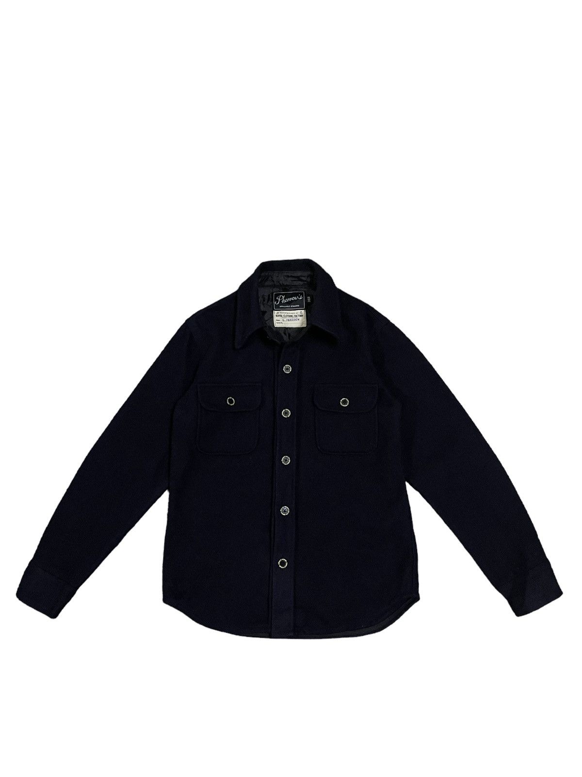 image of Pherrows Japanese Wool Style Jacket in Navy, Men's (Size Small)