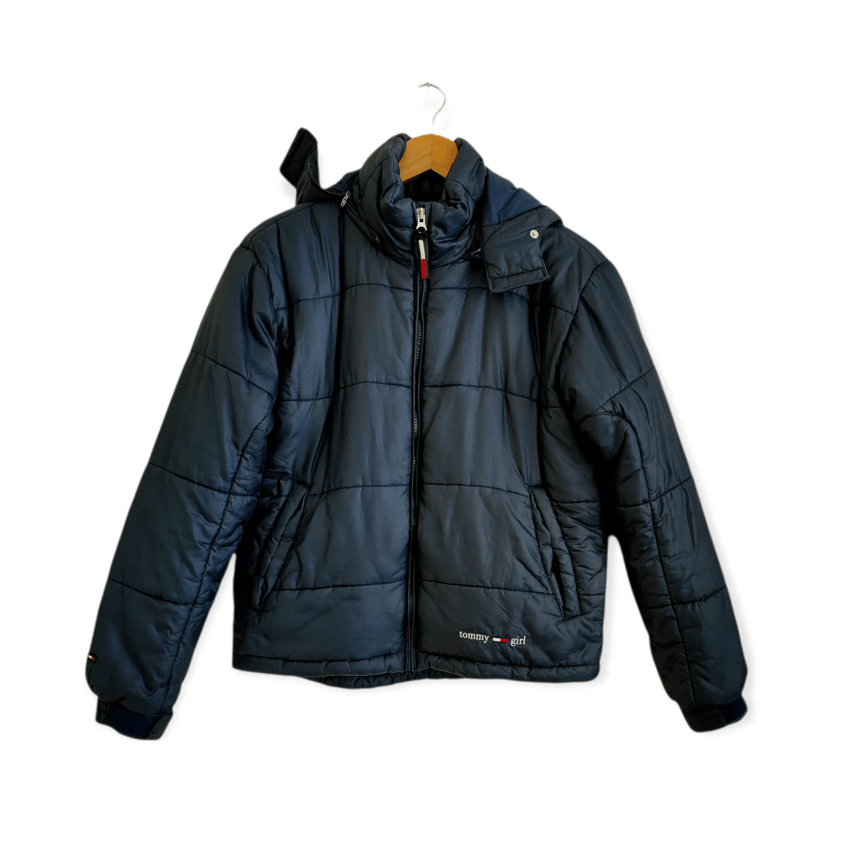 Tommy Hilfiger × Vintage Vintage Tommy Girl Puffer Jacket Hoodie Size US M / EU 48-50 / 2 - 1 Thumbnail