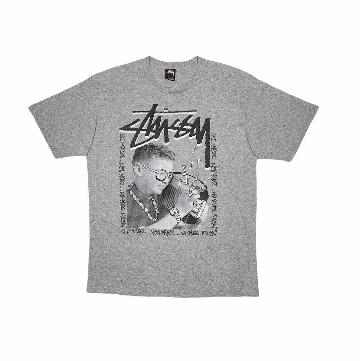 image of Stussy Photo Tee Shirt Streetwear Graphic Tees in Grey, Men's (Size XL)
