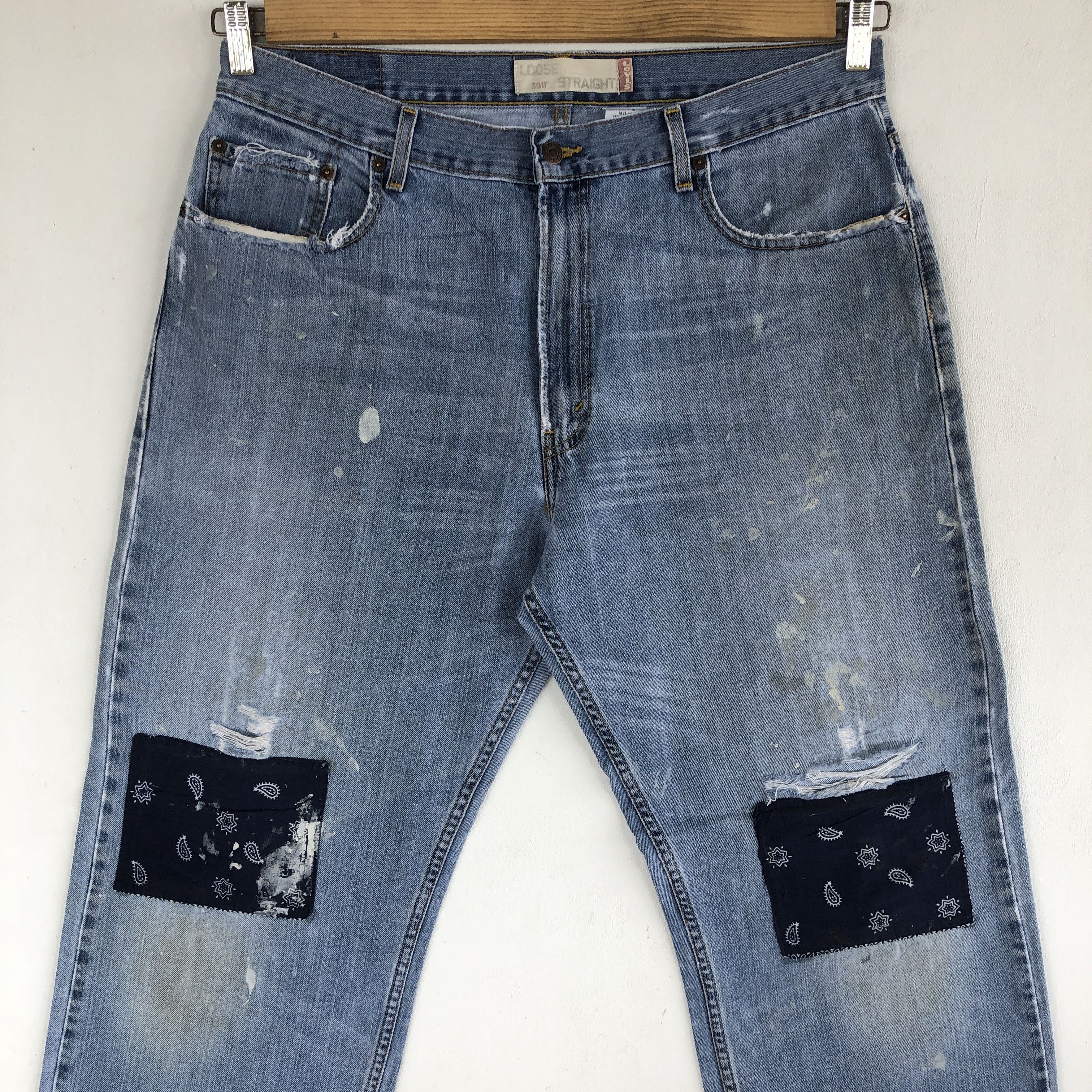 Levi's Vintage Levis Reworked Paisley Sashiko Jeans Levi's Denim Size US 36 / EU 52 - 5 Thumbnail