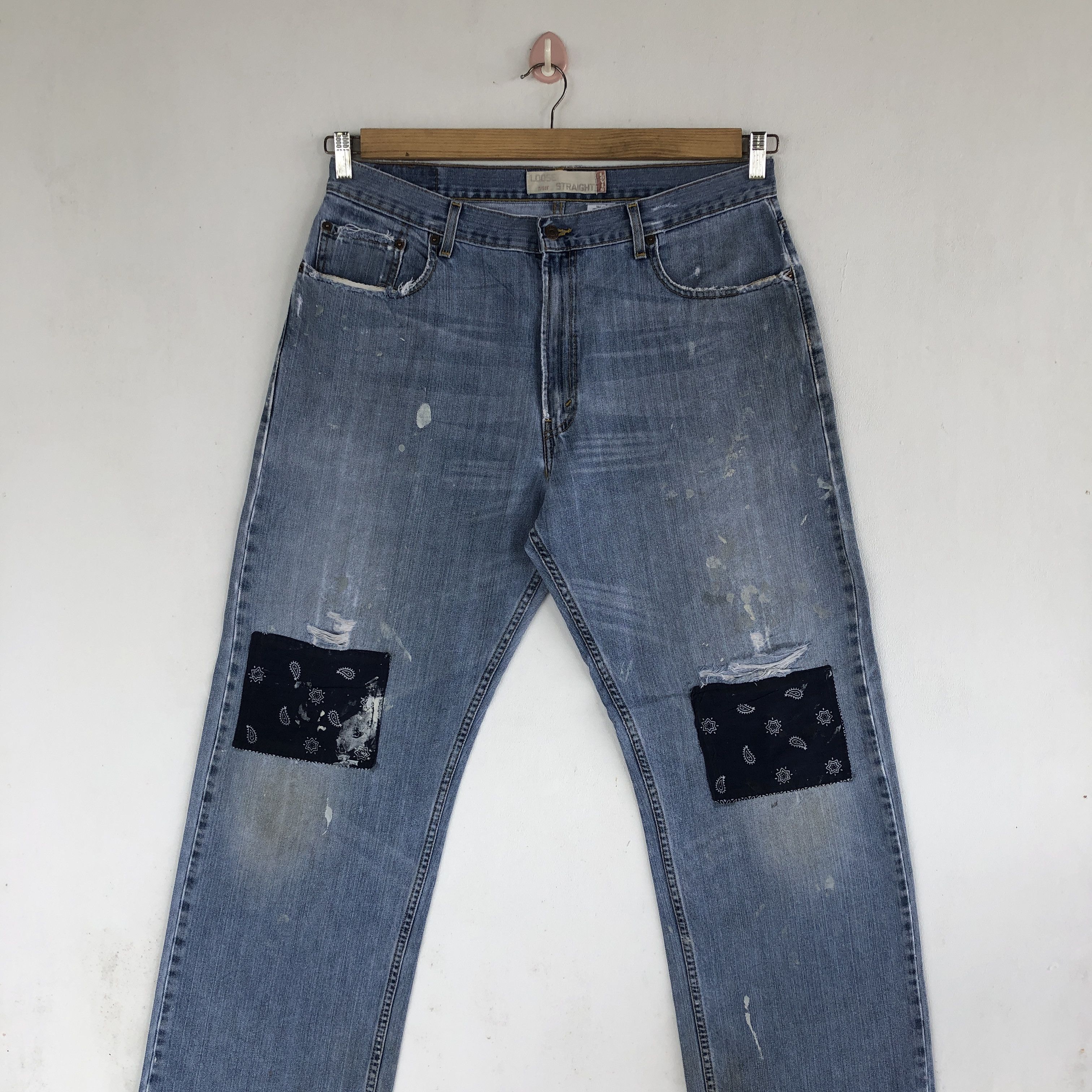 Levi's Vintage Levis Reworked Paisley Sashiko Jeans Levi's Denim Size US 36 / EU 52 - 6 Thumbnail