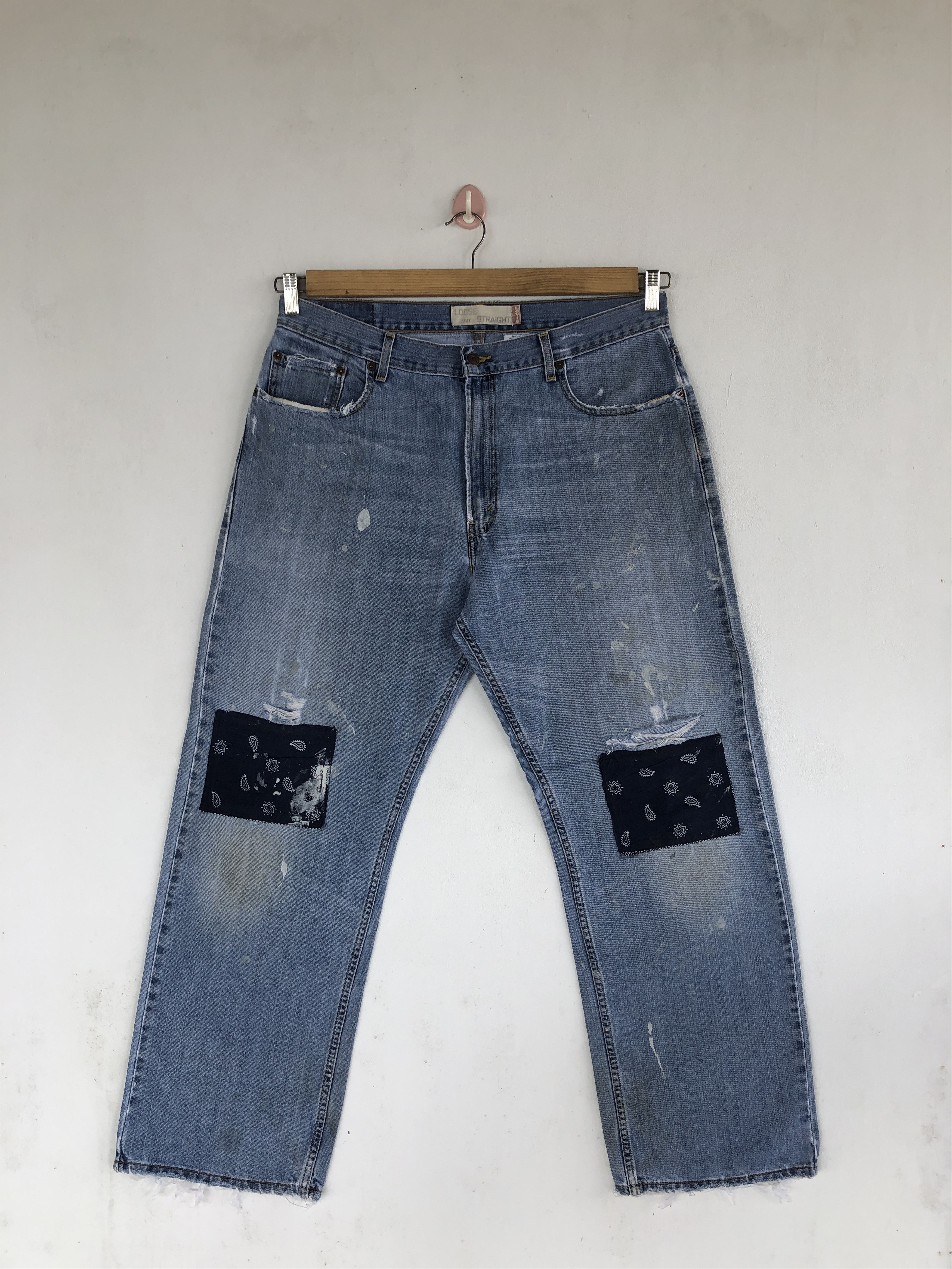 Levi's Vintage Levis Reworked Paisley Sashiko Jeans Levi's Denim Size US 36 / EU 52 - 3 Thumbnail