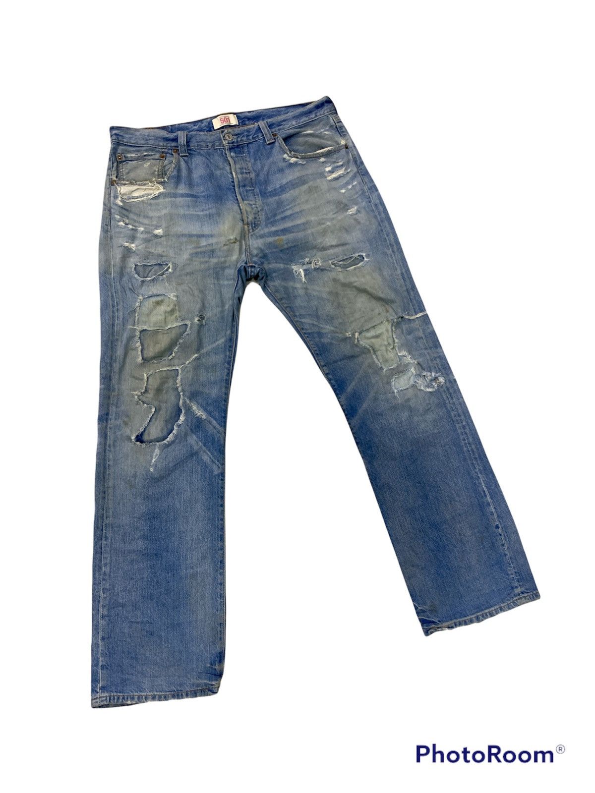 Levi's DISTRESSED DESTROYED LEVI'S 501 PATCHES HOLES JEANS Size US 36 / EU 52 - 1 Thumbnail