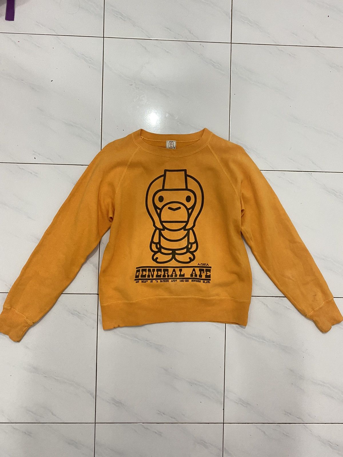 image of OG Bape General Crewneck in Yellow, Men's (Size Small)