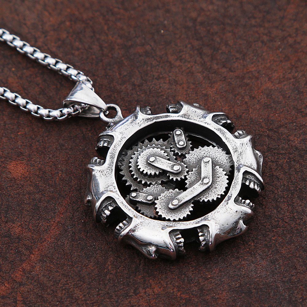 Jewelry Mechanical Skull Pendant Necklace Size ONE SIZE - 3 Thumbnail