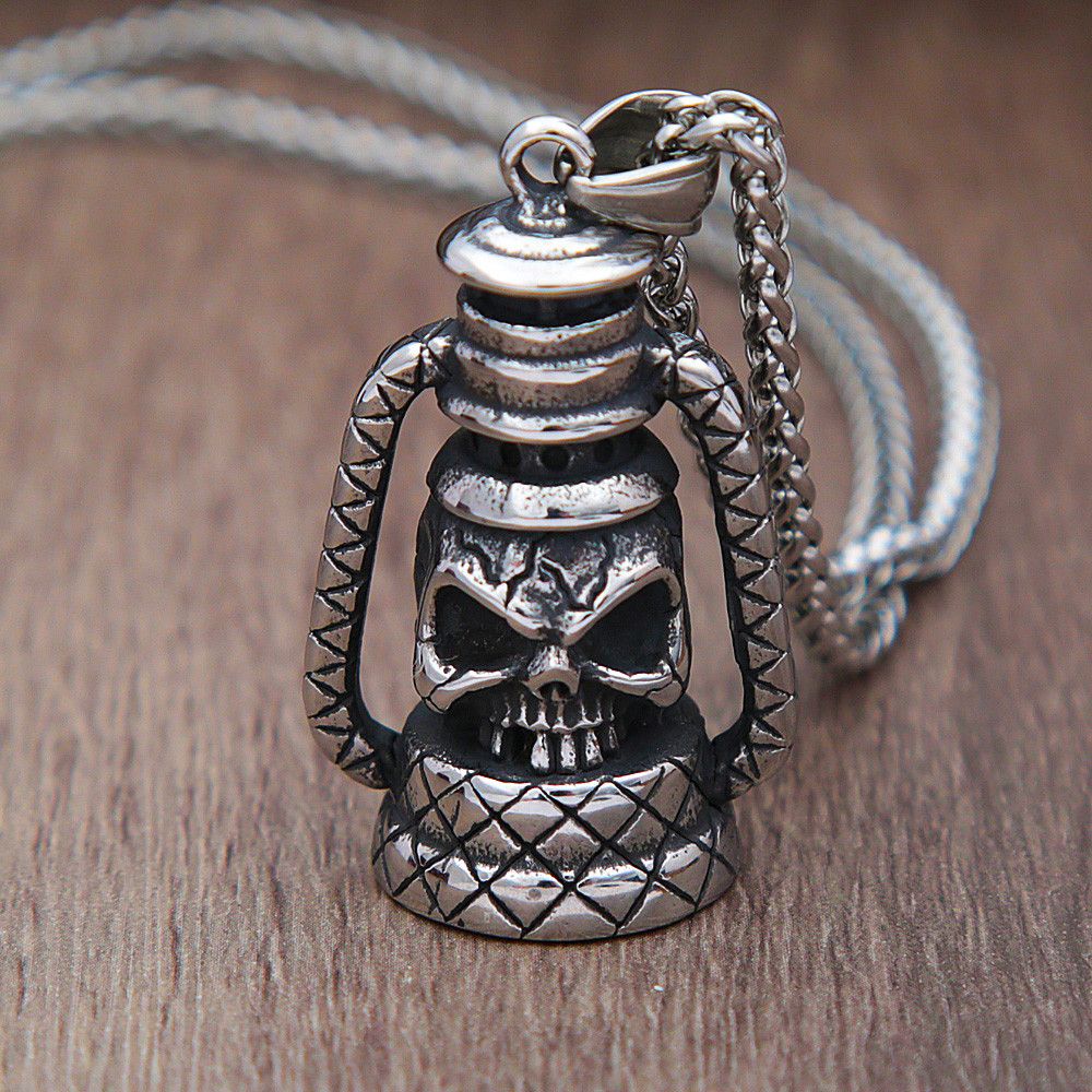 Jewelry Retro Kerosene Lamp Skull Pendant Necklace Size ONE SIZE - 2 Thumbnail