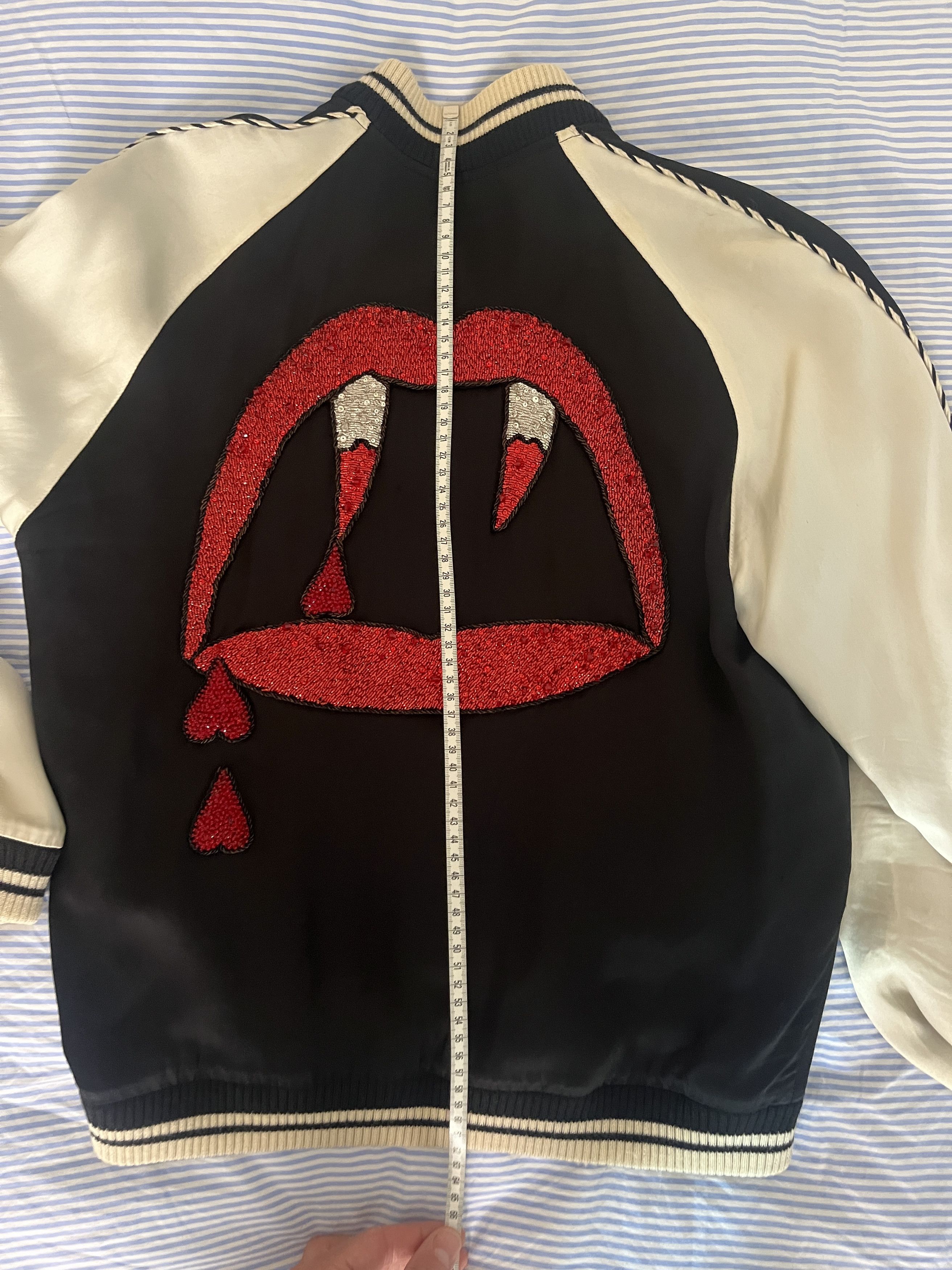 Saint Laurent Blood Luster Sequin Satin Bomber Jacket sz 46