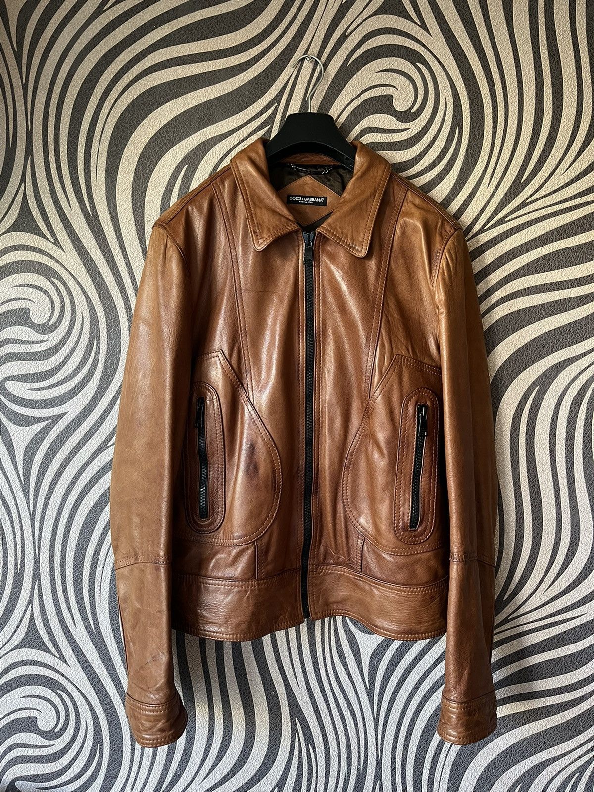 image of Dolce Gabbana x Vintage Dolce & Gabbana Biker Leather Jacket in Not Specifed, Men's (Size Large)