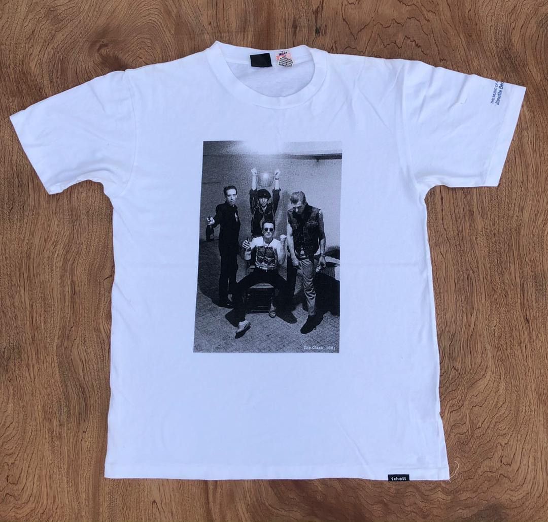 image of Band Tees x Schott Vintage The Clash in White, Men's (Size Large)