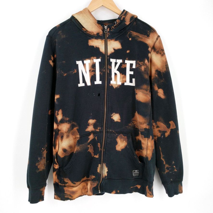 Nike Custom Hand Bleached Distressed Fleece Zip Hoodie