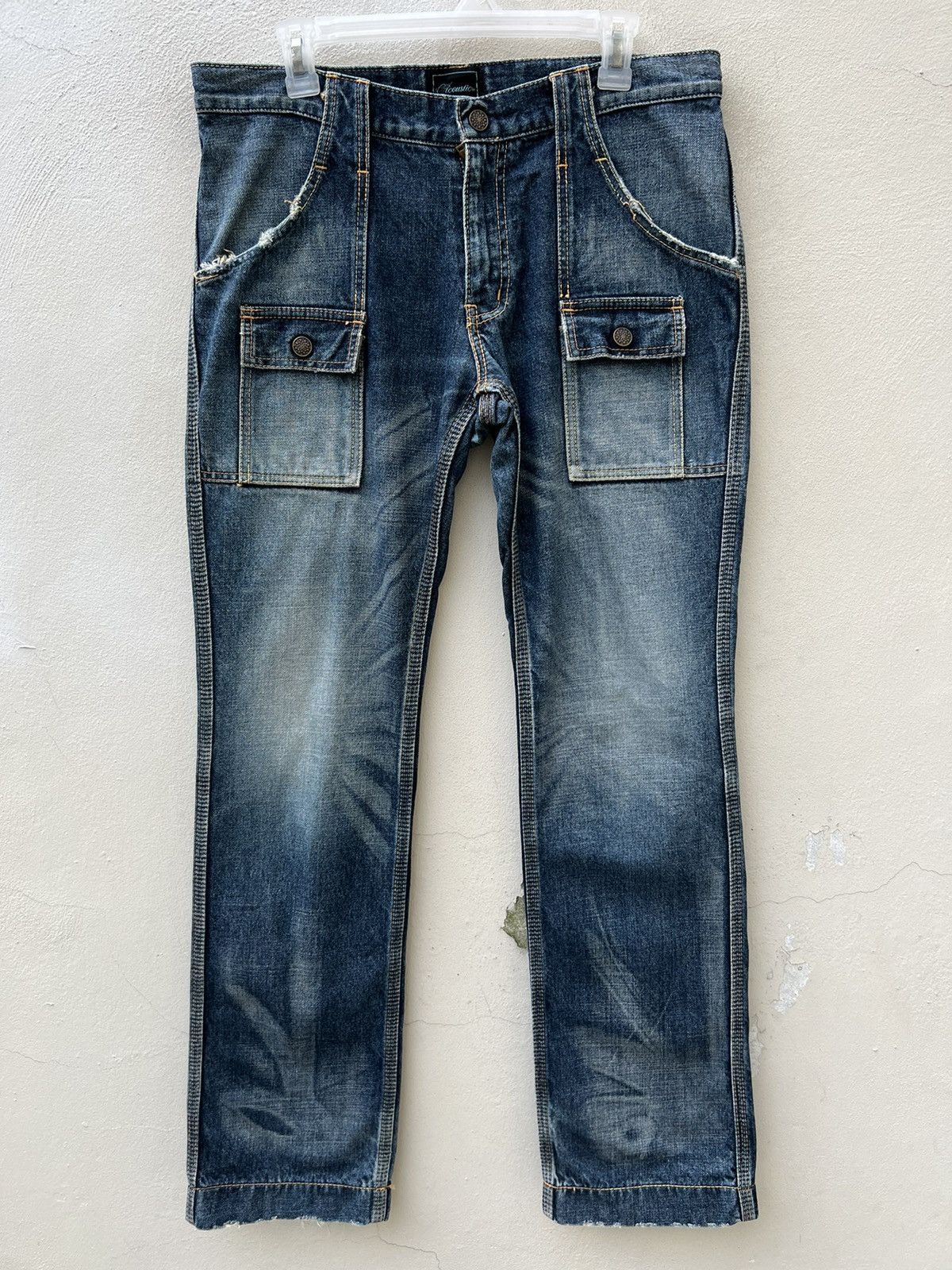 Shellac Vintage Acoustic Japan Fade Blue Denim Flare Jeans Bush Pant Size US 32 / EU 48 - 7 Thumbnail