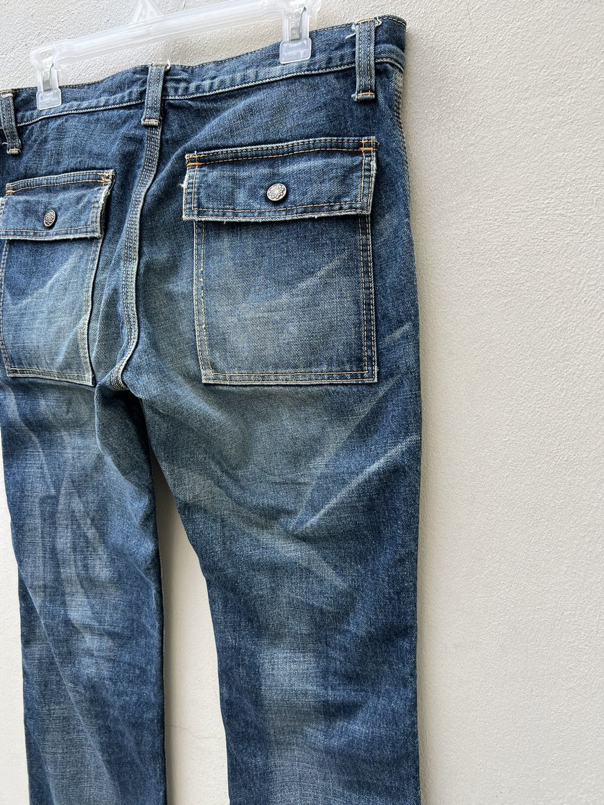 Shellac Vintage Acoustic Japan Fade Blue Denim Flare Jeans Bush Pant Size US 32 / EU 48 - 20 Thumbnail