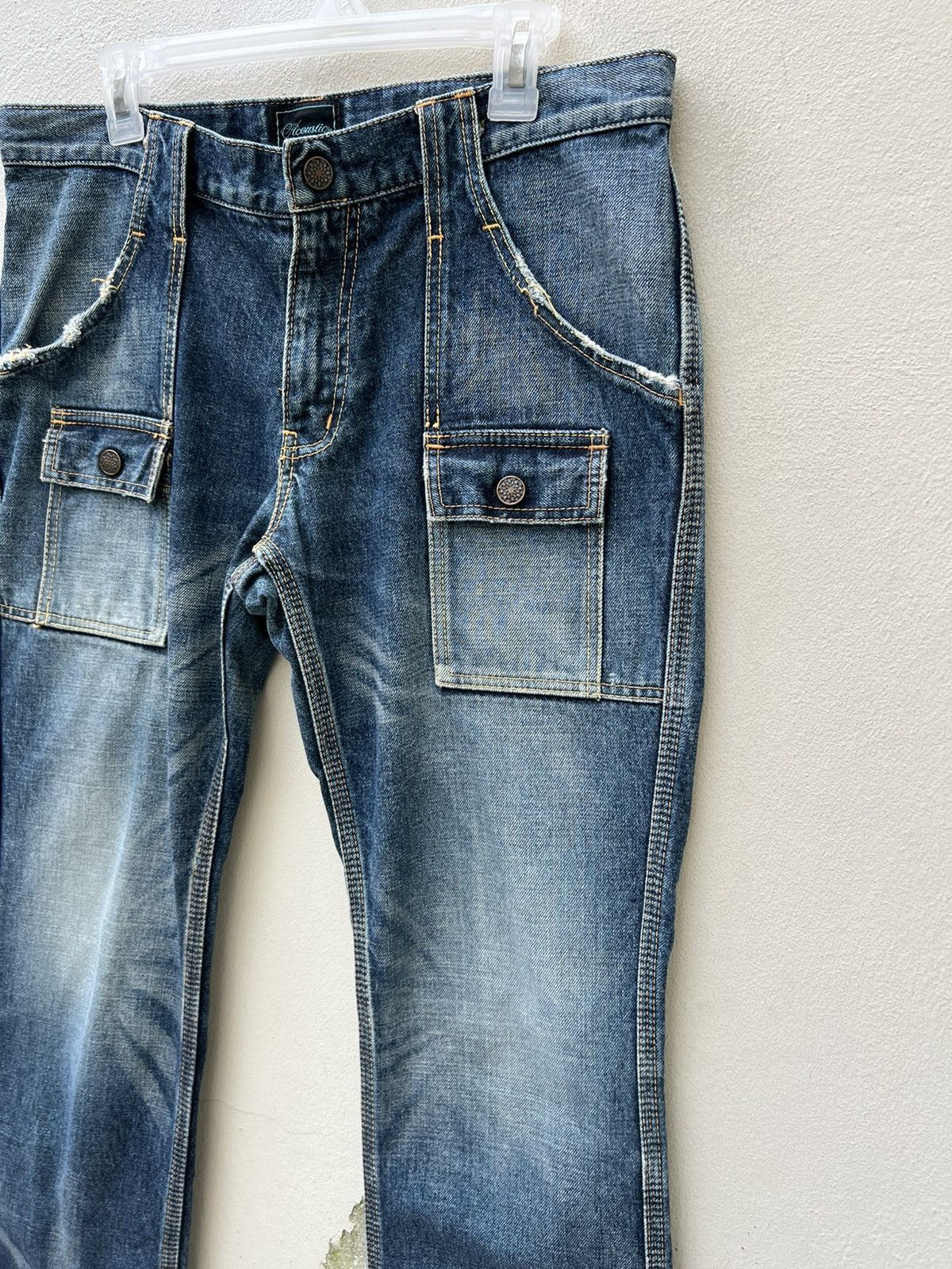 Shellac Vintage Acoustic Japan Fade Blue Denim Flare Jeans Bush Pant Size US 32 / EU 48 - 14 Thumbnail
