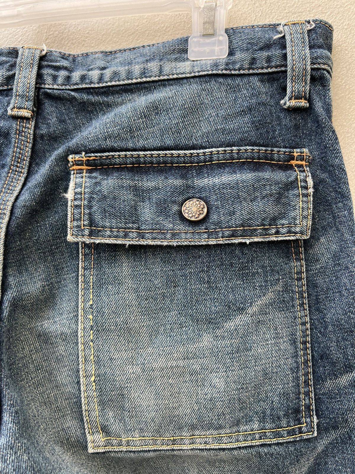 Shellac Vintage Acoustic Japan Fade Blue Denim Flare Jeans Bush Pant Size US 32 / EU 48 - 21 Thumbnail