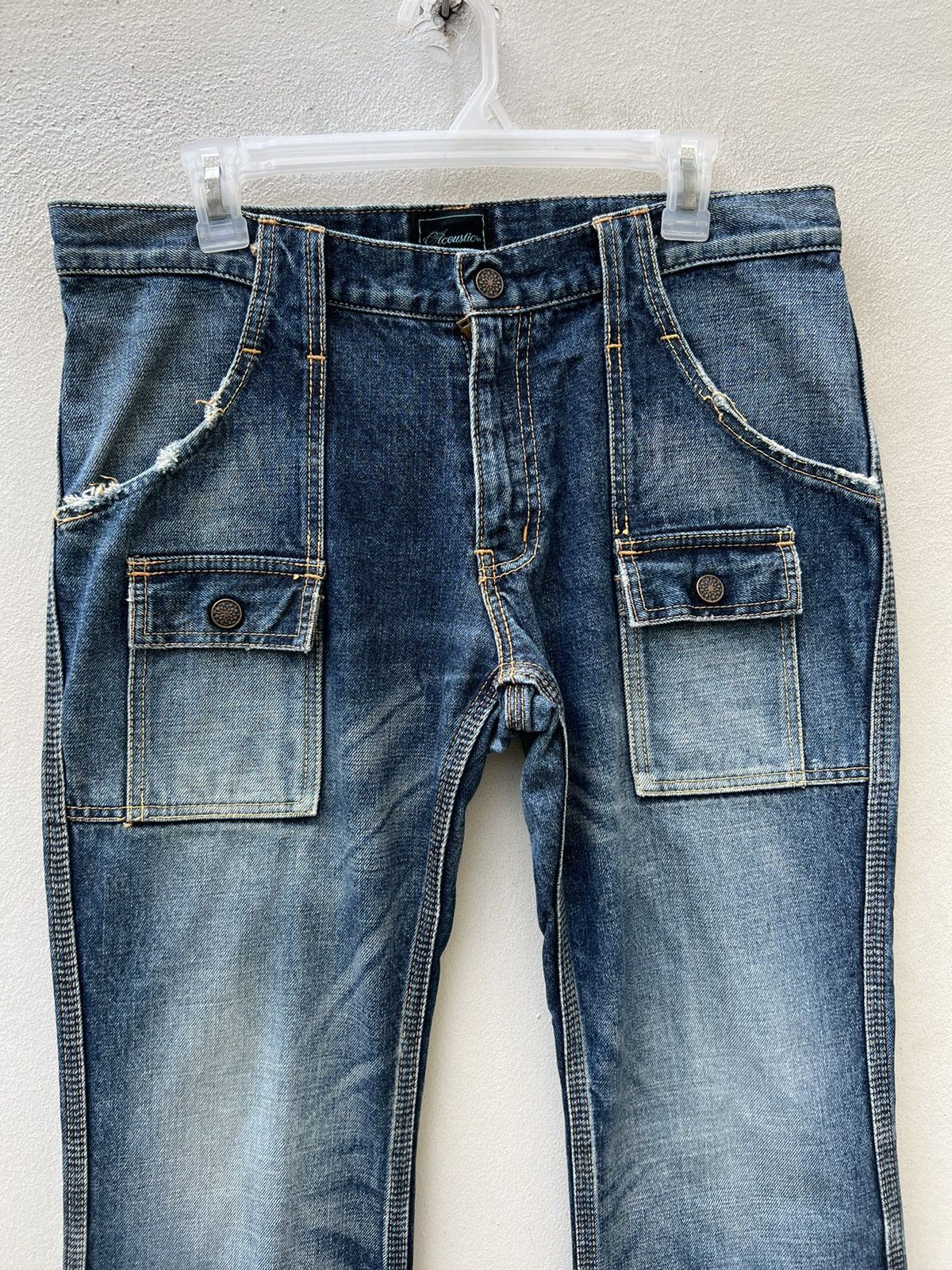 Shellac Vintage Acoustic Japan Fade Blue Denim Flare Jeans Bush Pant Size US 32 / EU 48 - 8 Thumbnail