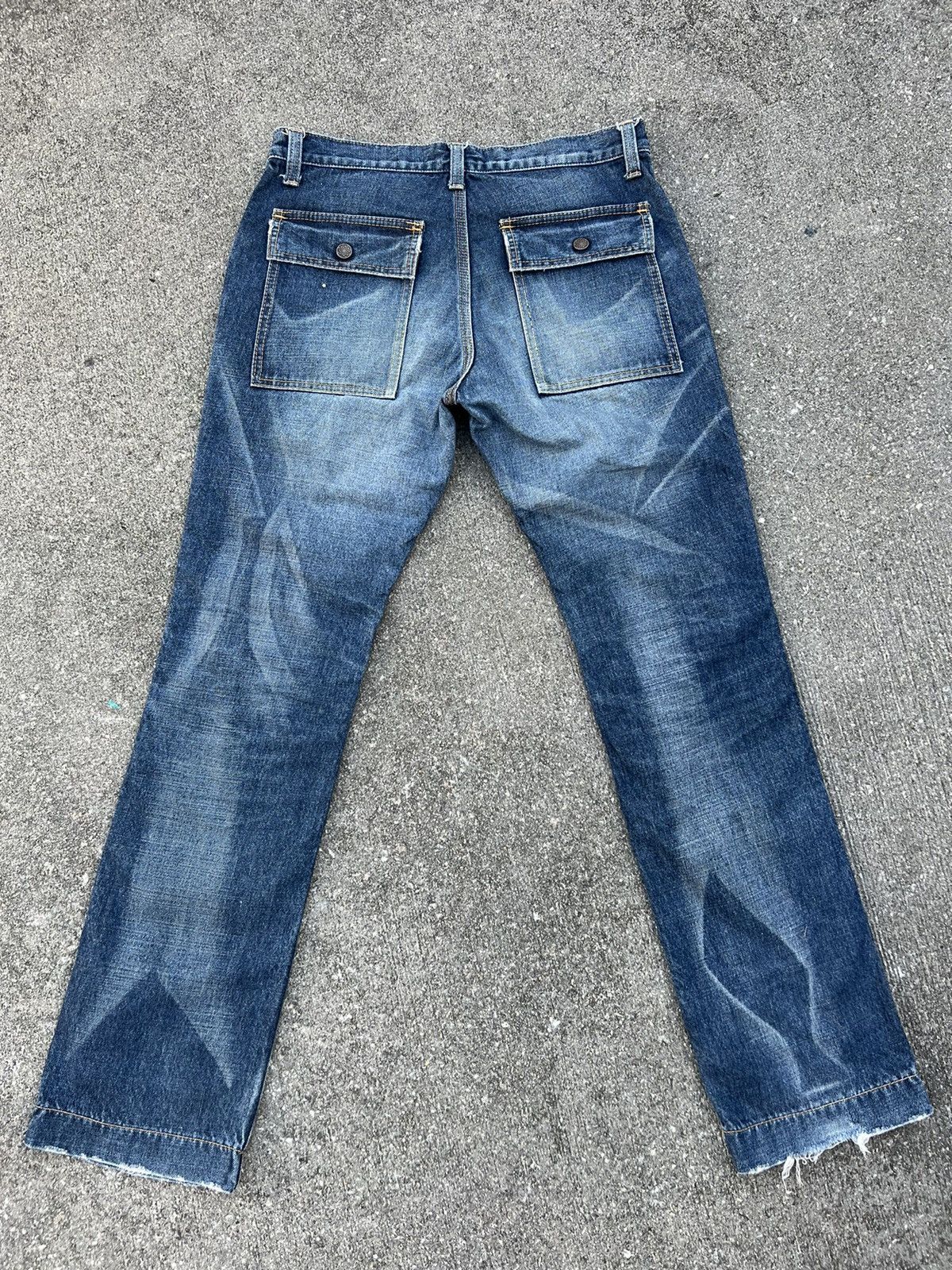 Shellac Vintage Acoustic Japan Fade Blue Denim Flare Jeans Bush Pant Size US 32 / EU 48 - 6 Thumbnail