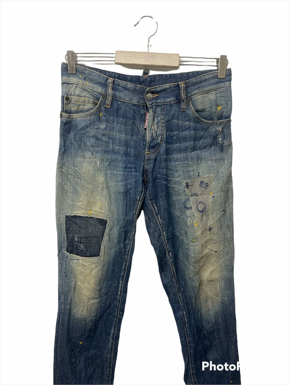 Dsquared2 DSQUARED2 Distressed Denim Patchwork Painted Pants Size US 30 / EU 46 - 2 Thumbnail