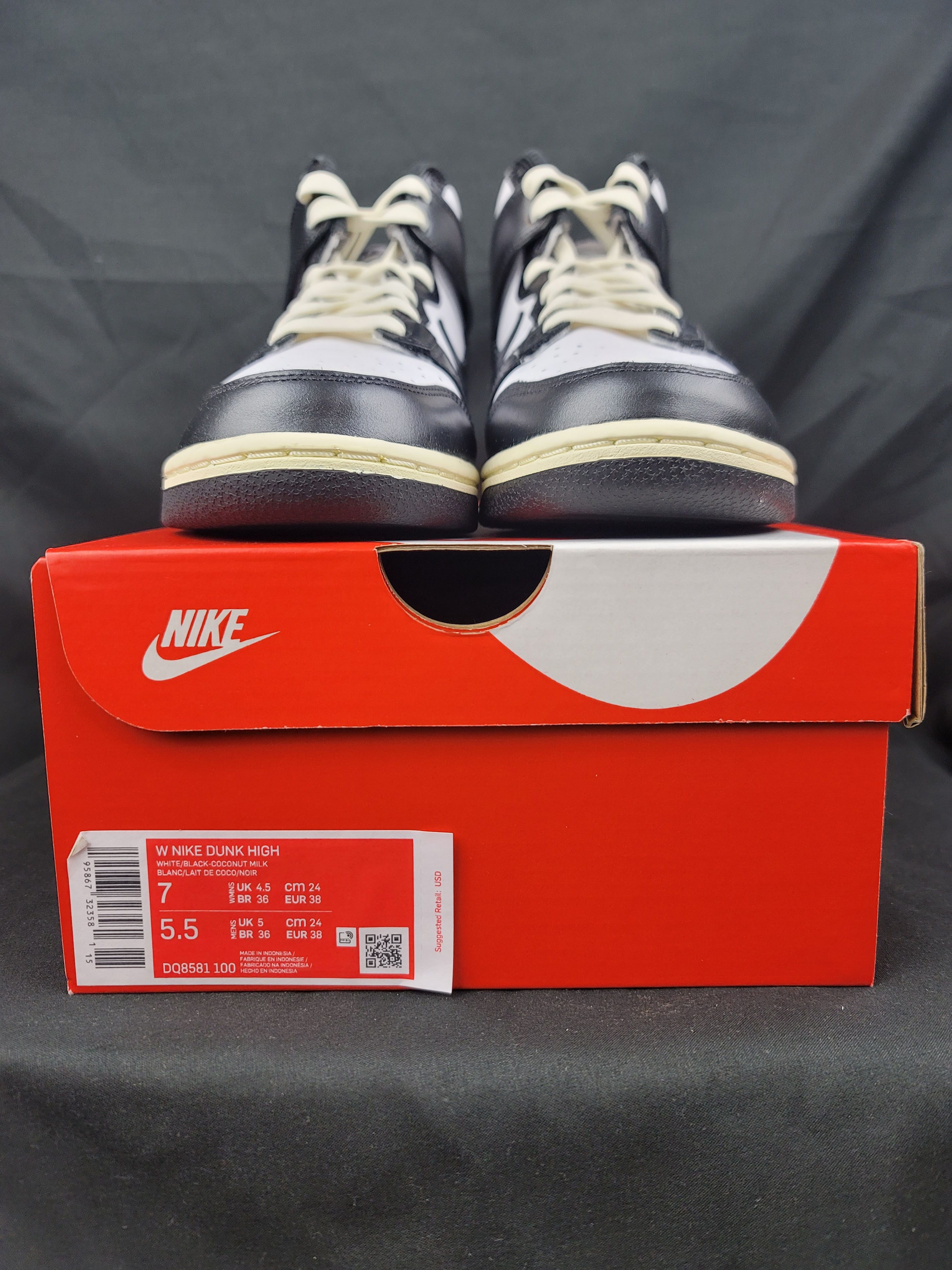 Nike Nike Women’s Dunk High Vintage Black Size 7W (5.5M) White Size US 7 / IT 37 - 8 Thumbnail
