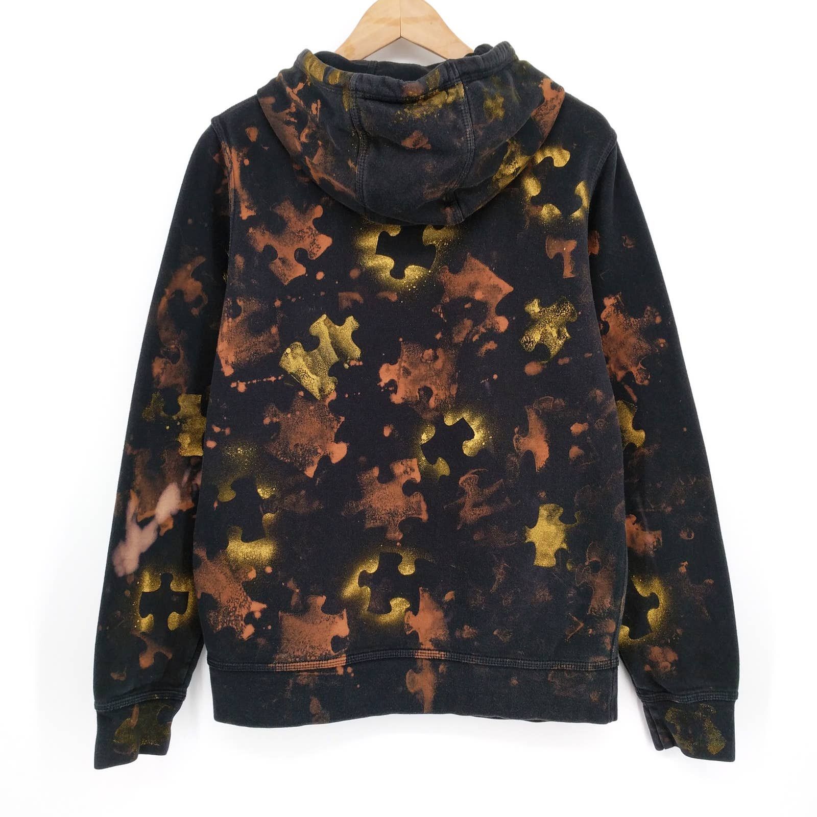 Nike NIKE Custom Painted Puzzle Hoodie Sweatshirt Graffiti M Size US M / EU 48-50 / 2 - 7 Thumbnail