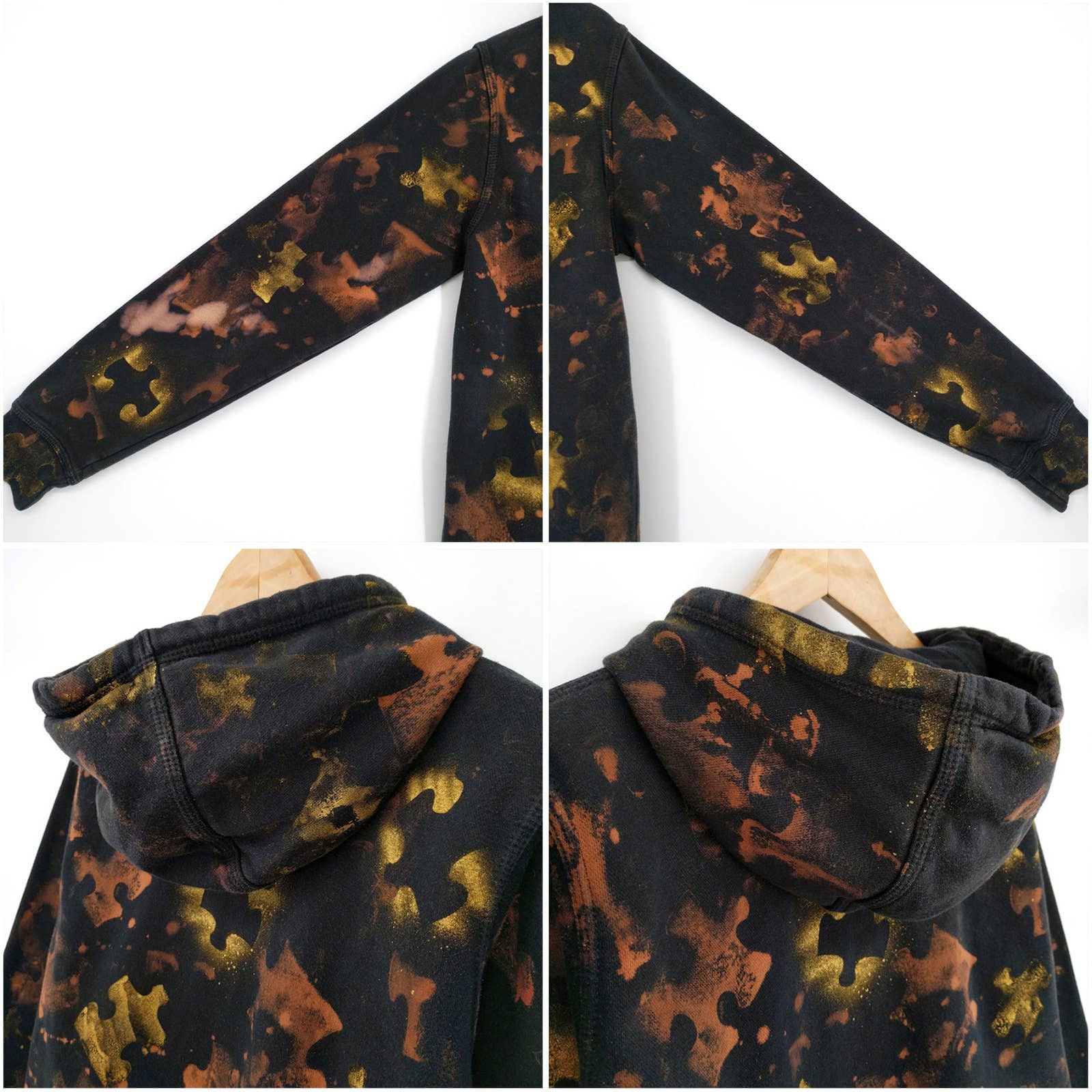 Nike NIKE Custom Painted Puzzle Hoodie Sweatshirt Graffiti M Size US M / EU 48-50 / 2 - 8 Thumbnail