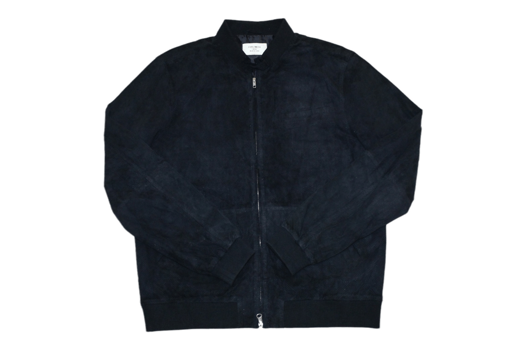 Designer Carl Gross Black Line Suede Mesh Bomber Jacket Grailed