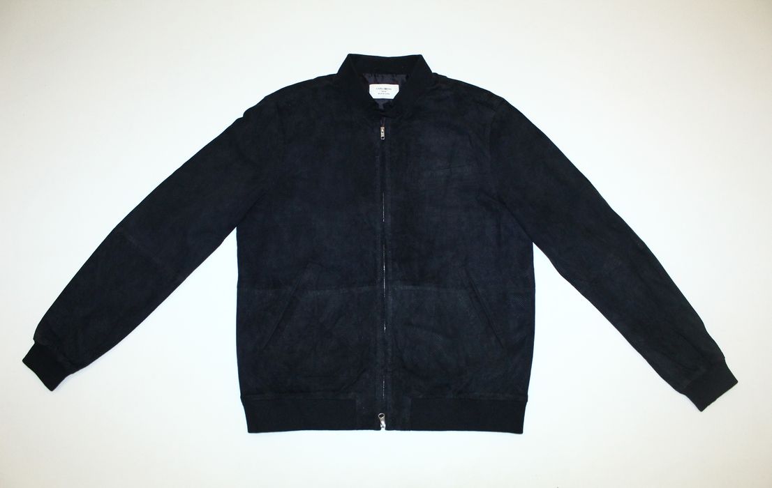 Designer Carl Gross Black Line Suede Mesh Bomber Jacket Grailed