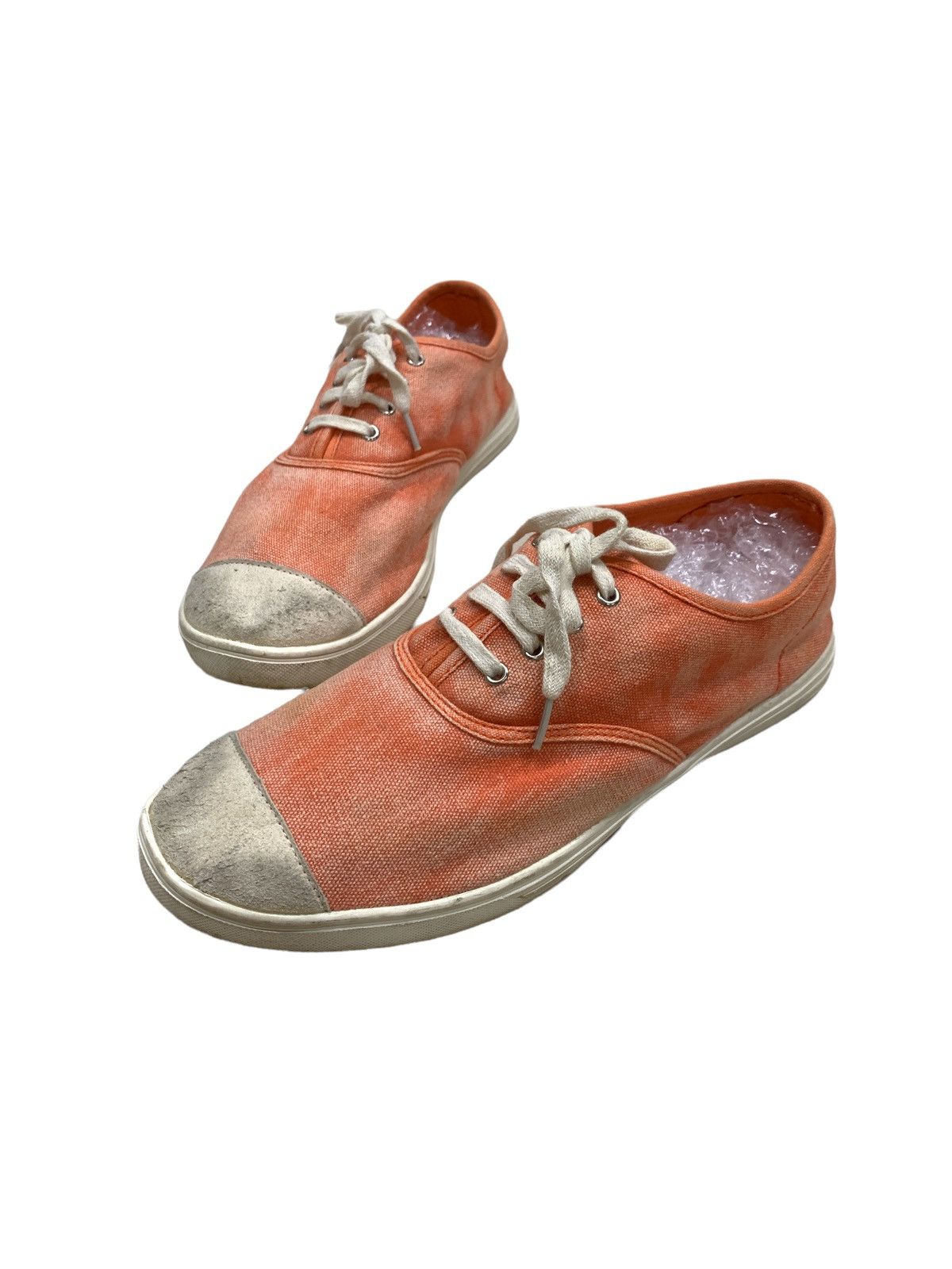 image of Vintage Mercibeaucoup Issey Miyake Distressed Canvas Shoes in Orange, Men's (Size 7)