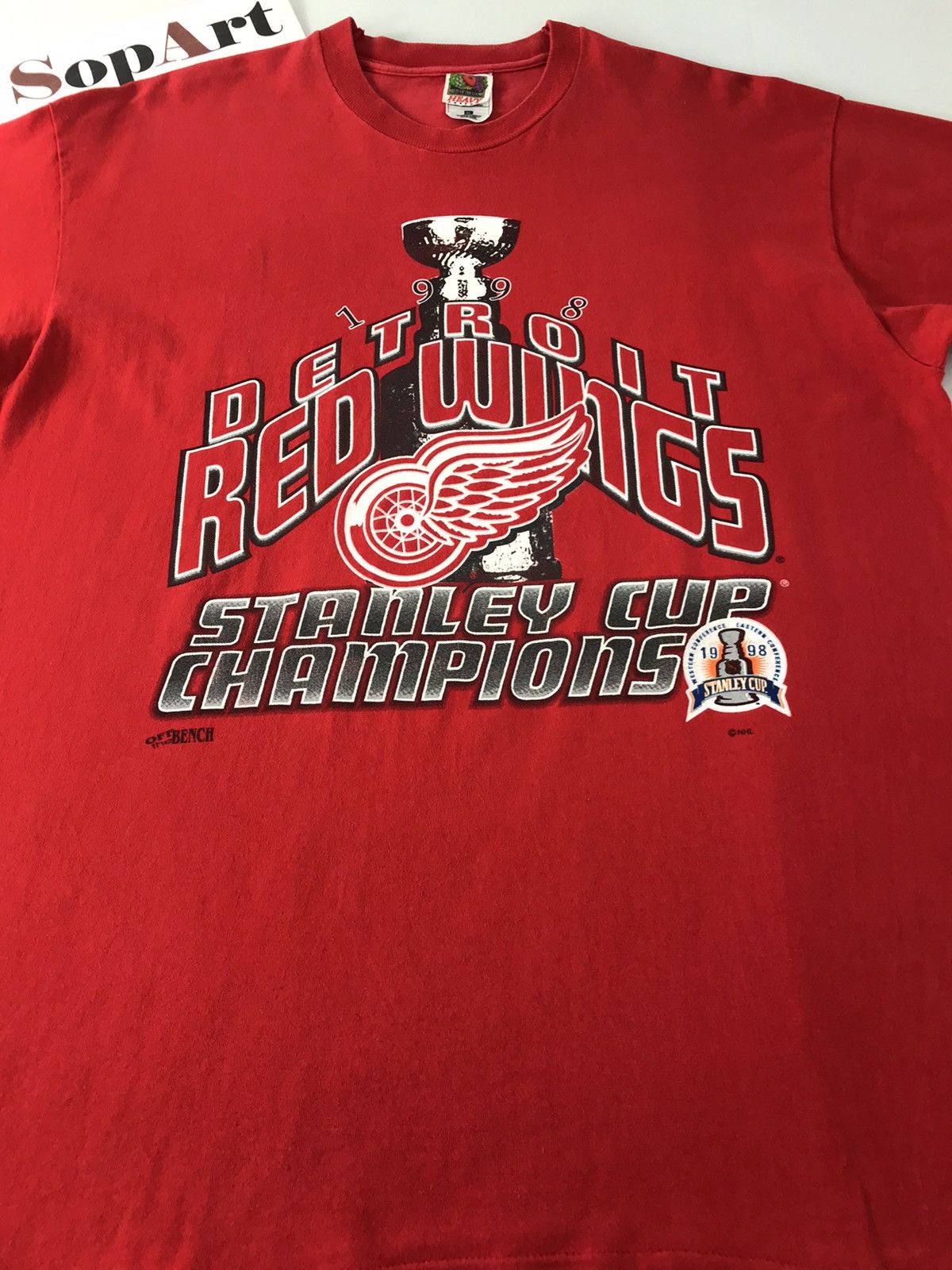 Fruit Of The Loom × Red Wing × Vintage Vintage 1998 Detroit Red Wings Stanley Cup Champions Tee Size US XL / EU 56 / 4 - 3 Thumbnail
