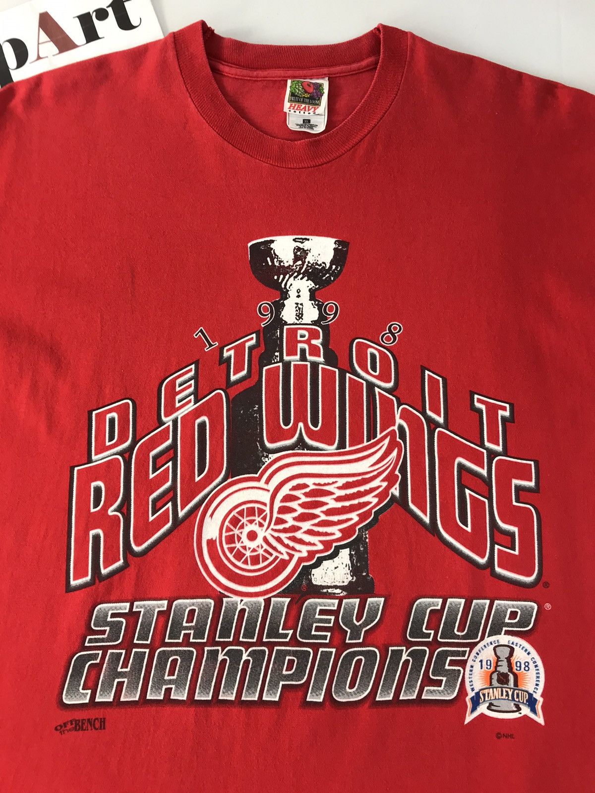 Fruit Of The Loom × Red Wing × Vintage Vintage 1998 Detroit Red Wings Stanley Cup Champions Tee Size US XL / EU 56 / 4 - 4 Thumbnail