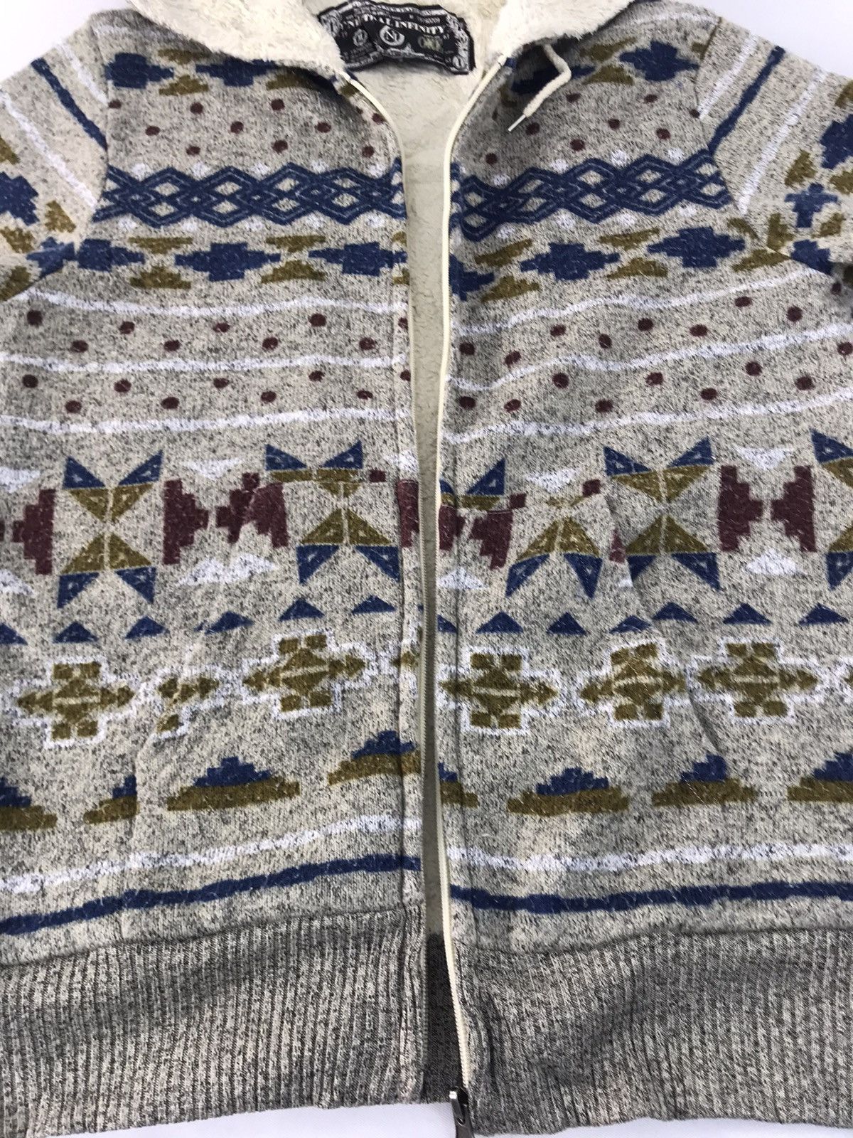 Japanese Brand Natural Infinity Fleece Hoodie Zip Up Abstract Native Aztec Size M / US 6-8 / IT 42-44 - 3 Thumbnail