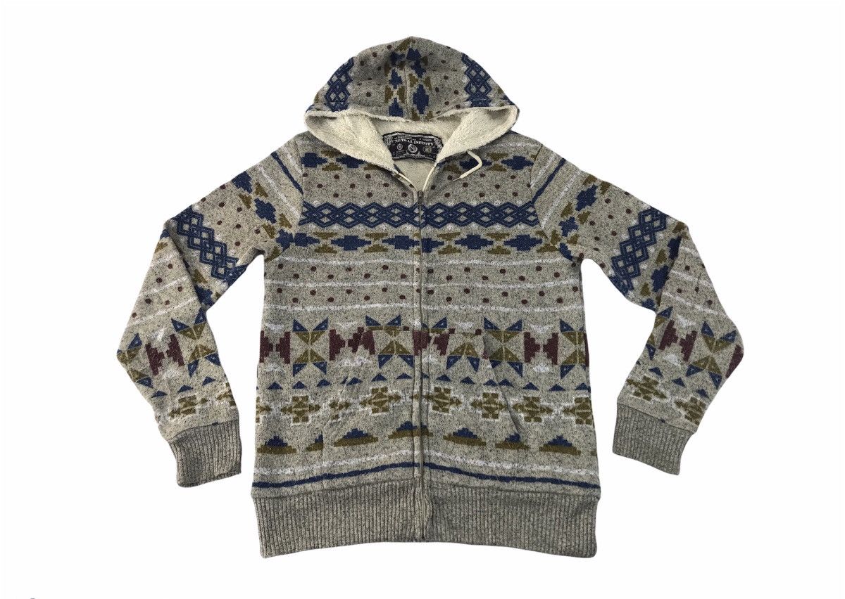 Japanese Brand Natural Infinity Fleece Hoodie Zip Up Abstract Native Aztec Size M / US 6-8 / IT 42-44 - 1 Thumbnail