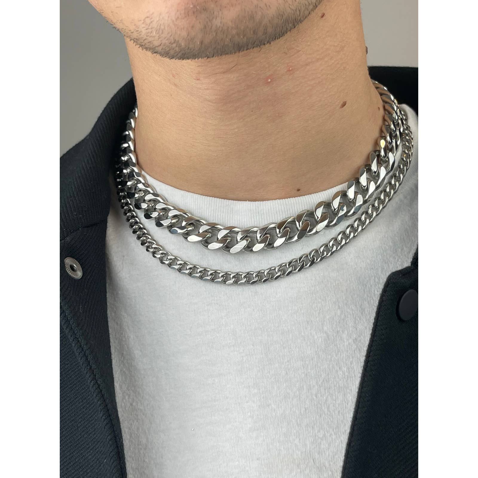 Handmade × Jewelry Cuban Link Set 12mm - 16" and 6mm - 18" Size ONE SIZE - 2 Thumbnail