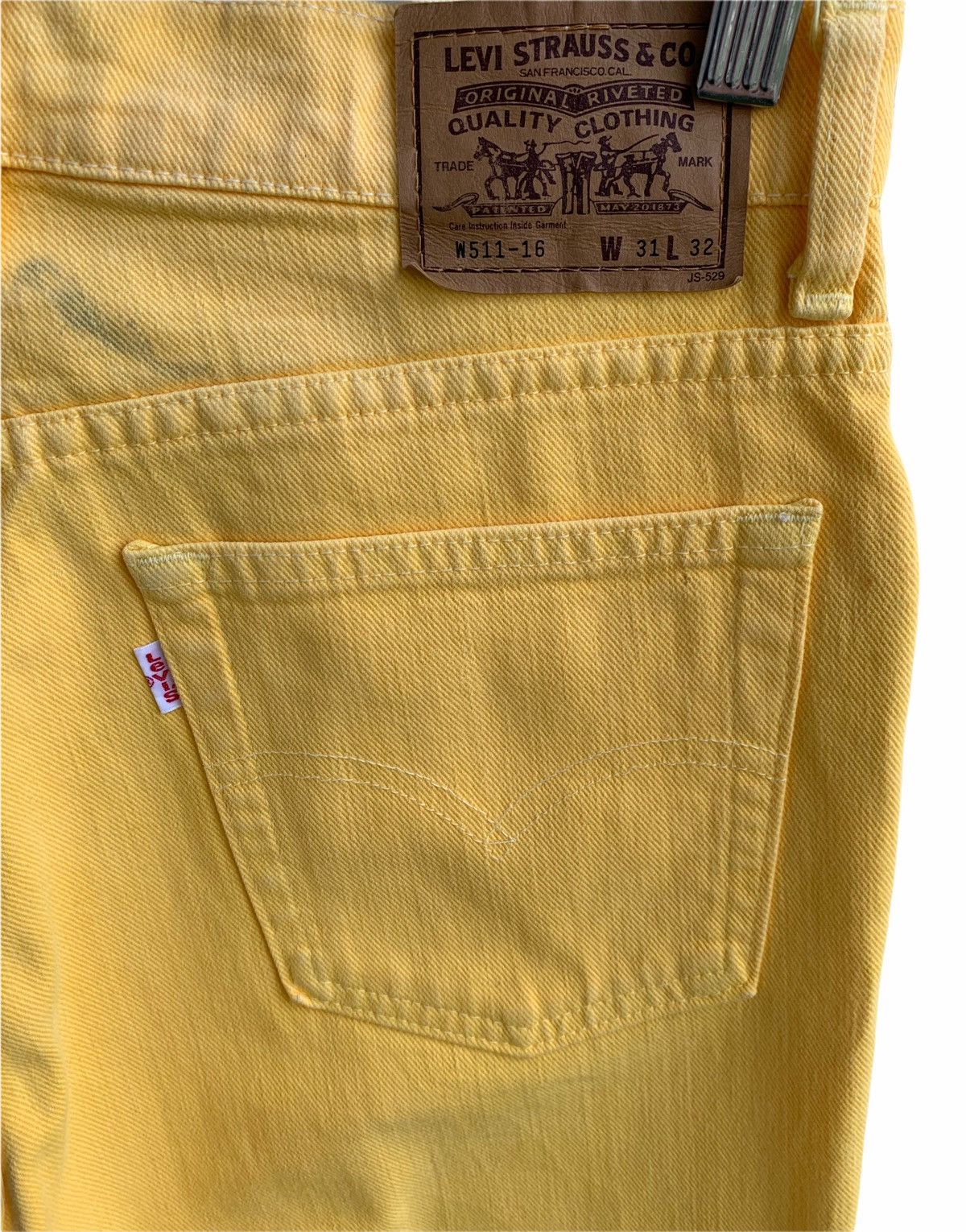 Levi's Vintage Levis White Tag Lemon Yellow Denim Jeans Size US 29 - 3 Thumbnail