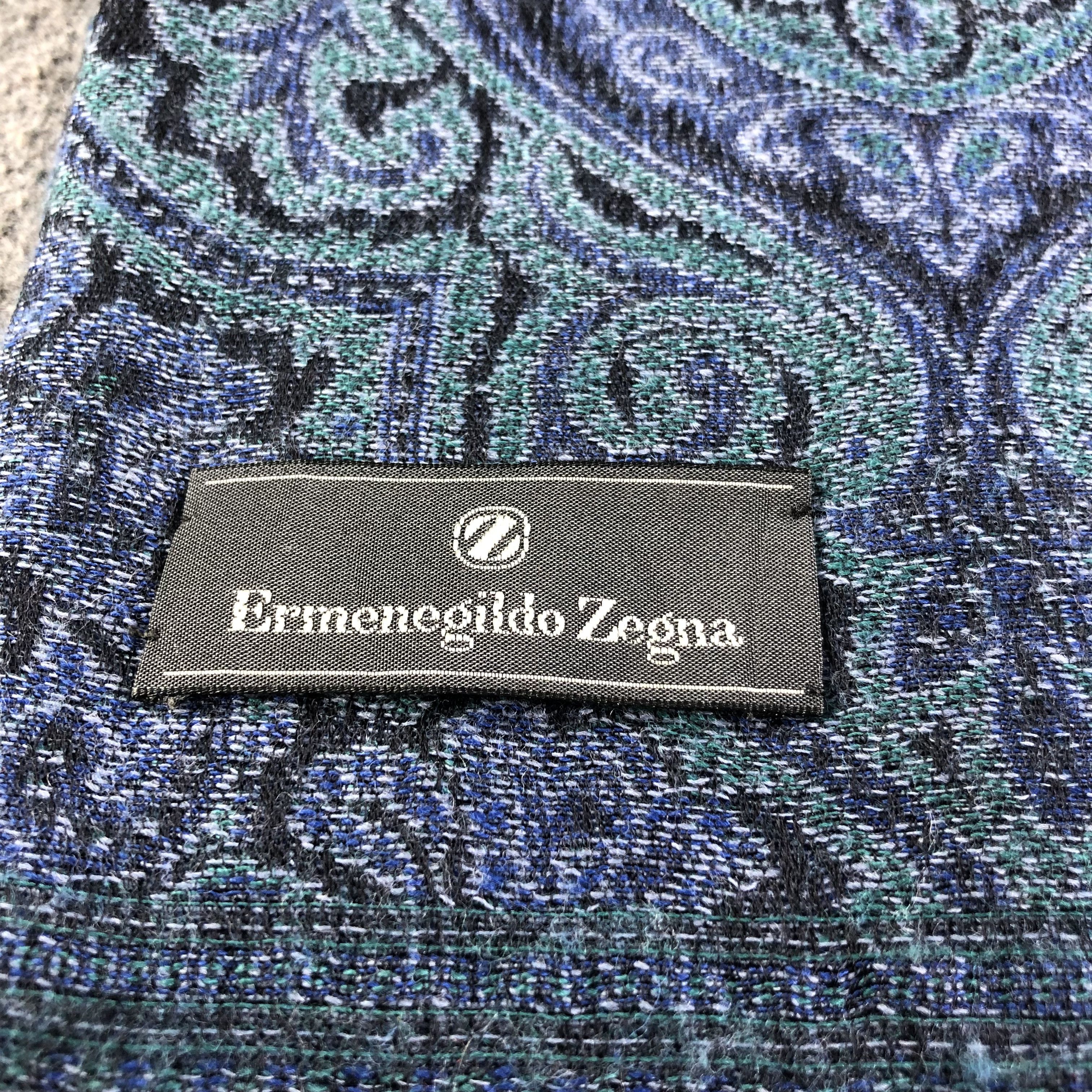 Ermenegildo Zegna Ermenegildo Zegna Paisley Wool Scarf Muffler V1079 Size ONE SIZE - 4 Thumbnail