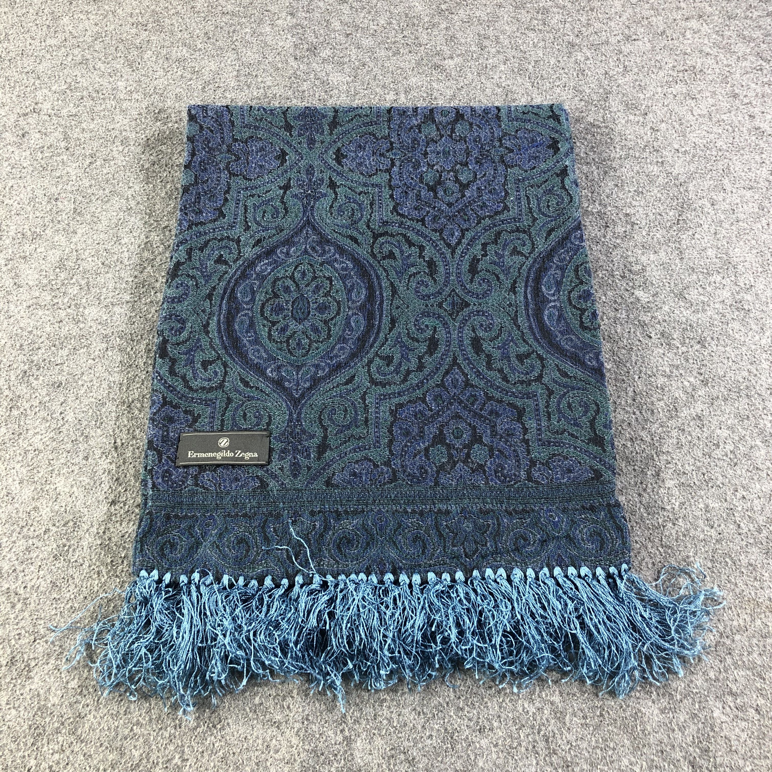 Ermenegildo Zegna Ermenegildo Zegna Paisley Wool Scarf Muffler V1079 Size ONE SIZE - 2 Thumbnail