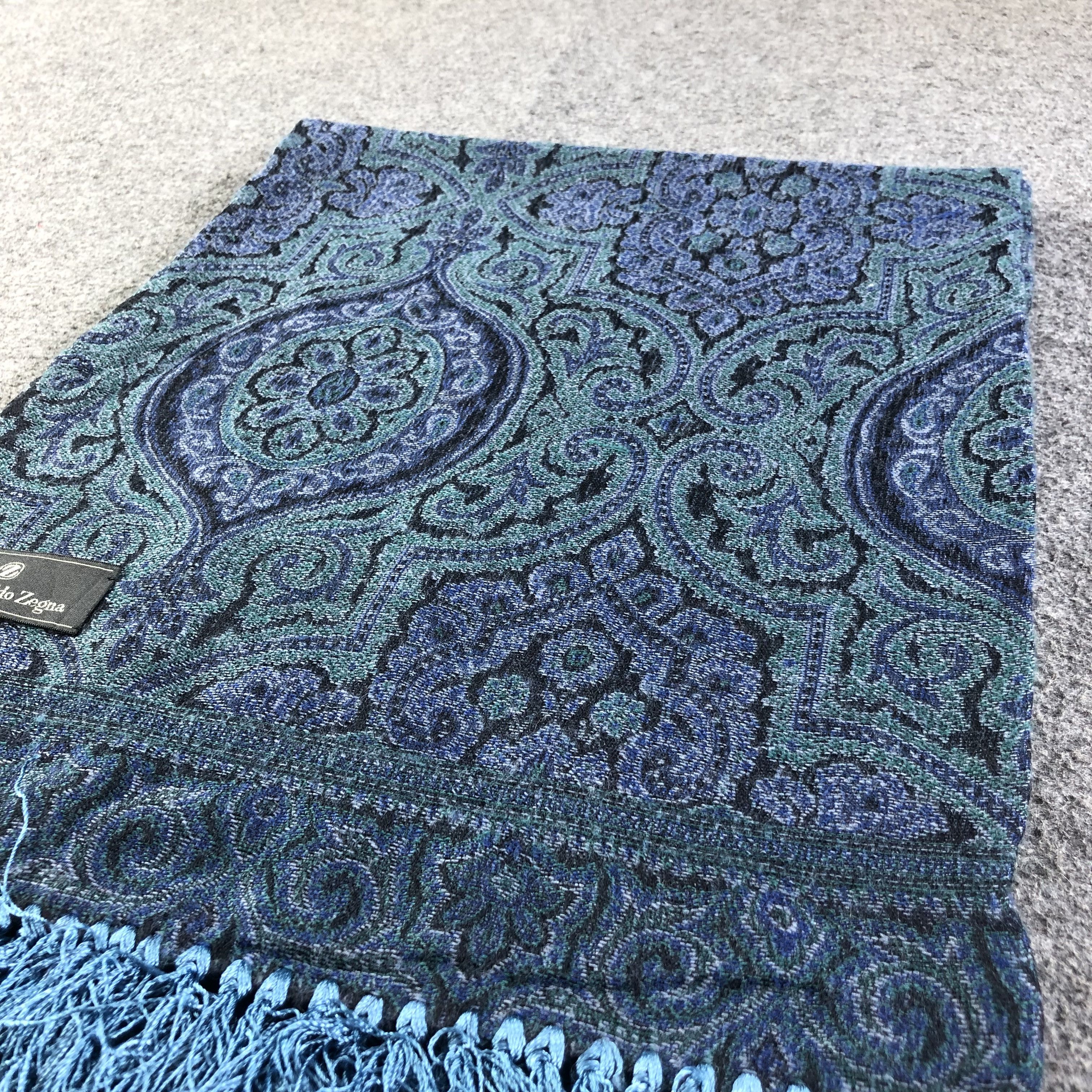 Ermenegildo Zegna Ermenegildo Zegna Paisley Wool Scarf Muffler V1079 Size ONE SIZE - 3 Thumbnail